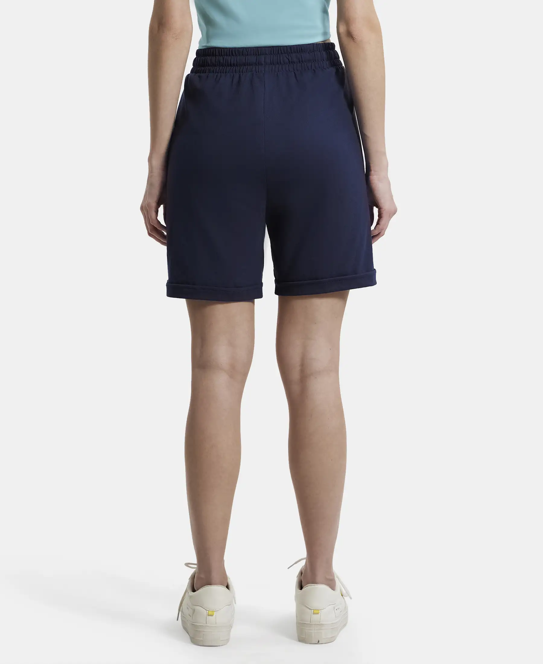 Super Combed Cotton Rich Regular Fit Shorts with Side Pockets - Navy Blazer - Image 3