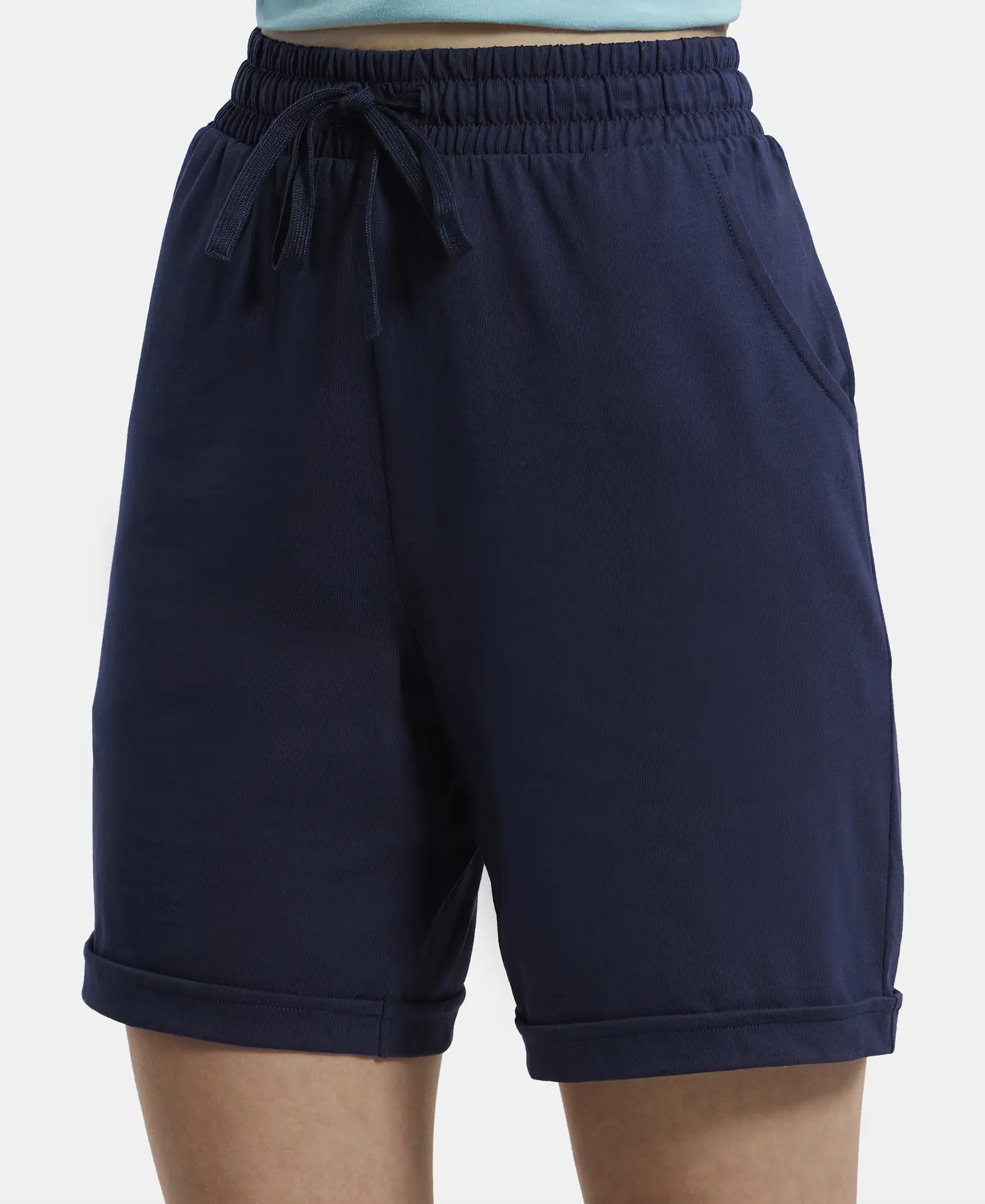 Super Combed Cotton Rich Regular Fit Shorts with Side Pockets - Navy Blazer - Image 7