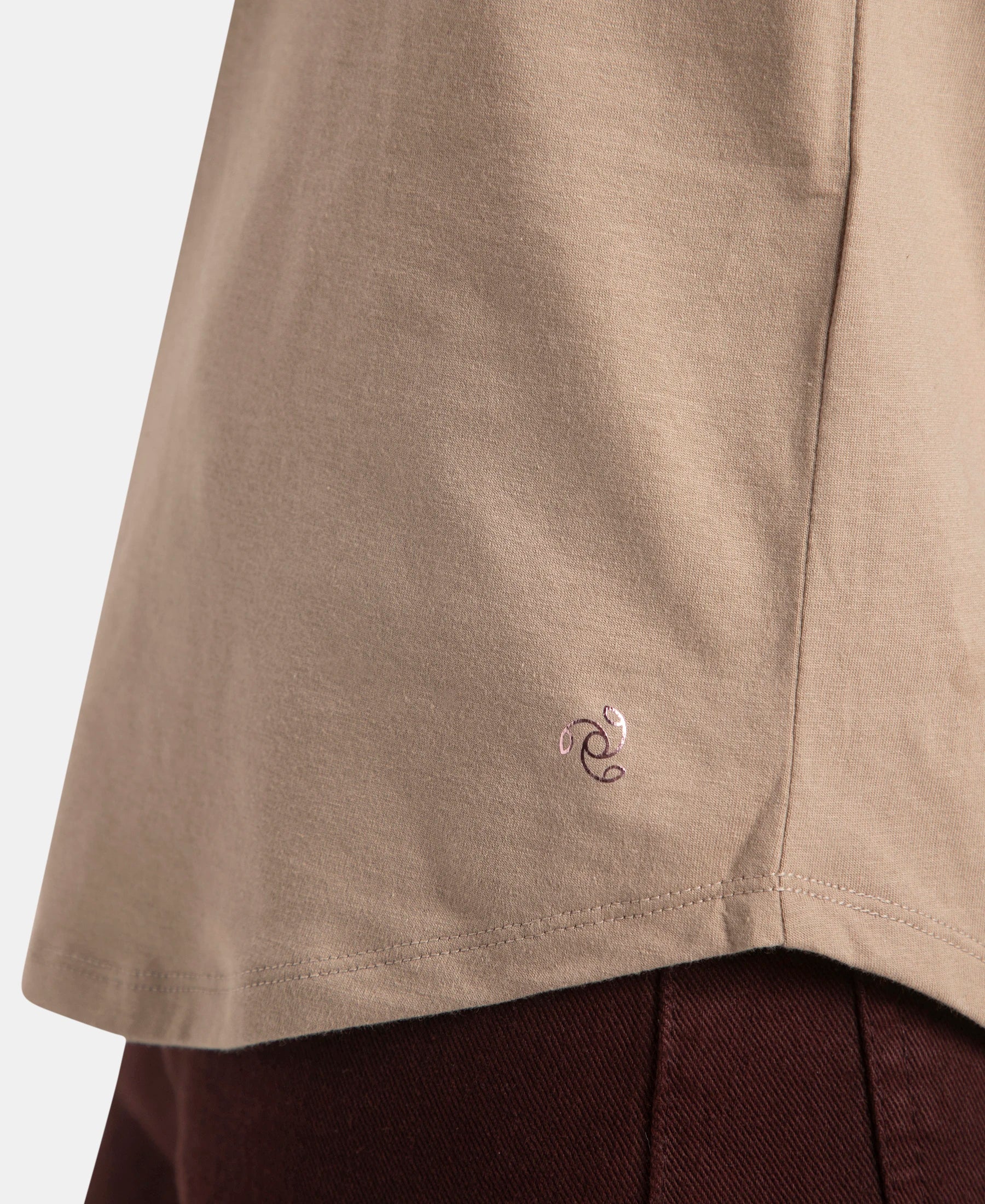 Super Combed Cotton Rich Relaxed Fit Solid Curved Hem Styled Half Sleeve T-Shirt - Desert Taupe - Image 8