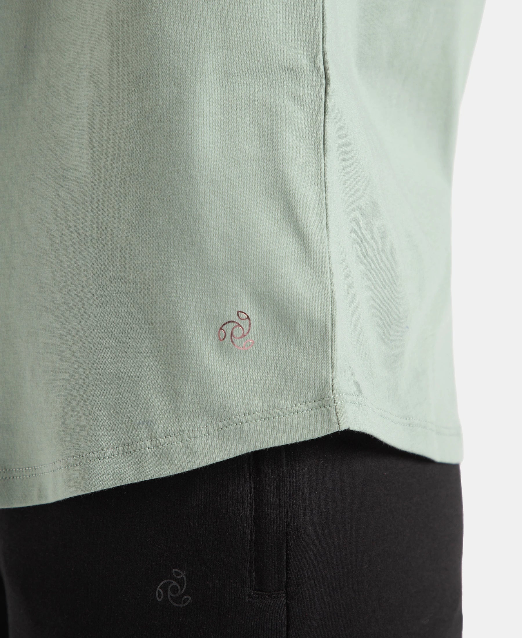 Super Combed Cotton Rich Relaxed Fit Solid Curved Hem Styled Half Sleeve T-Shirt - Iceberg Green - Image 8