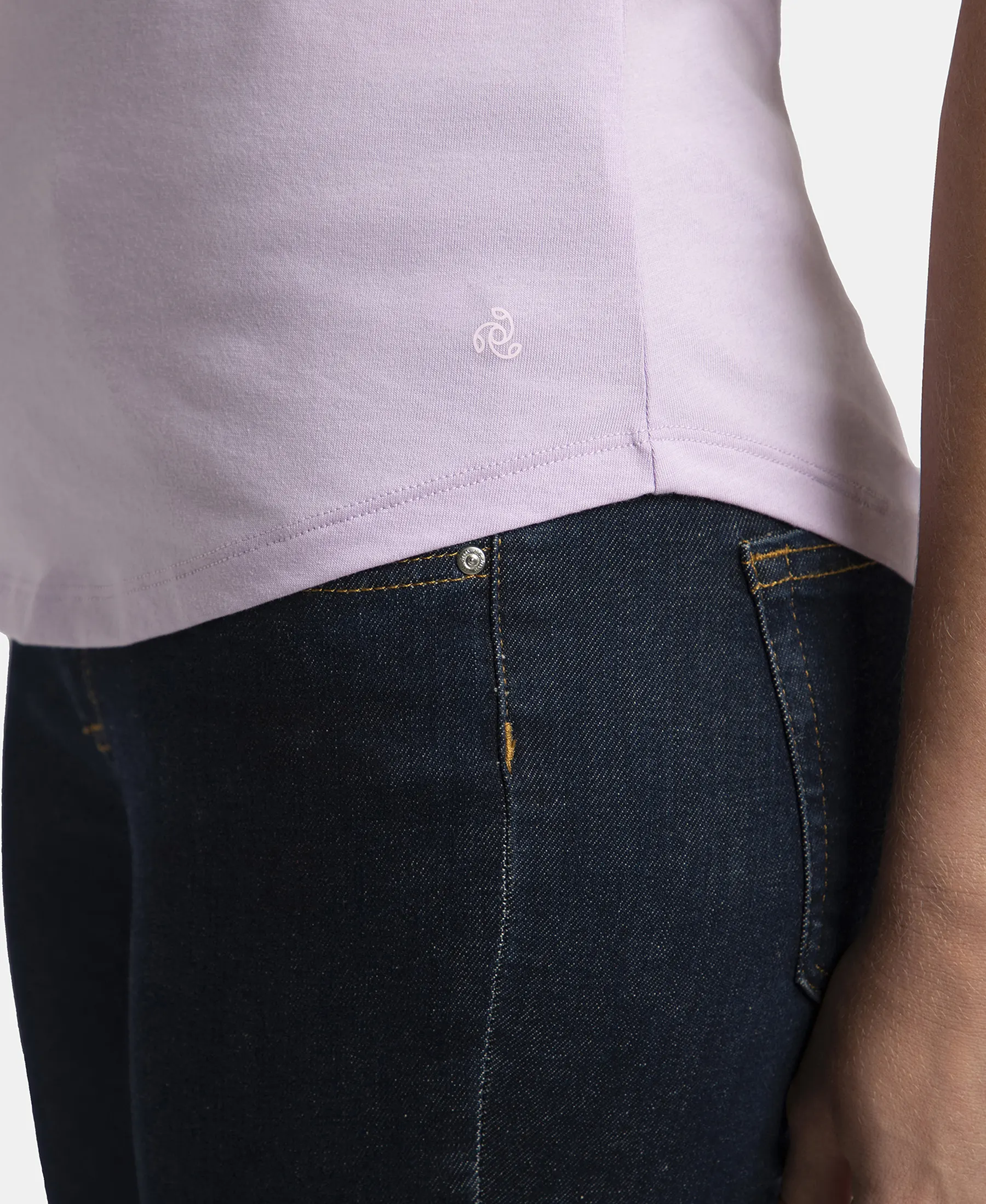 Super Combed Cotton Rich Relaxed Fit Solid Curved Hem Styled Half Sleeve T-Shirt - Orchid Bloom - Image 6