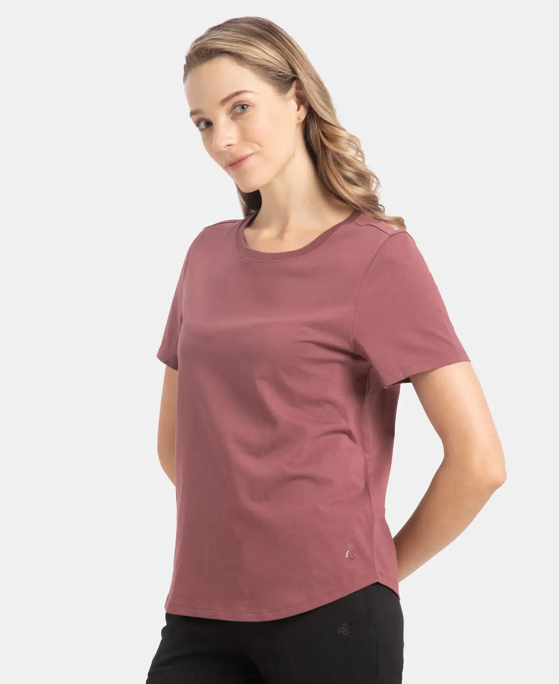 Super Combed Cotton Rich Relaxed Fit Solid Curved Hem Styled Half Sleeve T-Shirt - Wild Ginger - Image 2