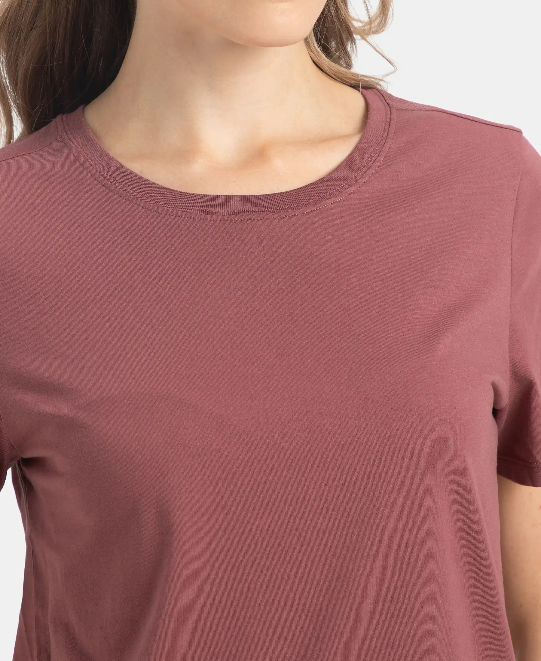 Super Combed Cotton Rich Relaxed Fit Solid Curved Hem Styled Half Sleeve T-Shirt - Wild Ginger - Image 7