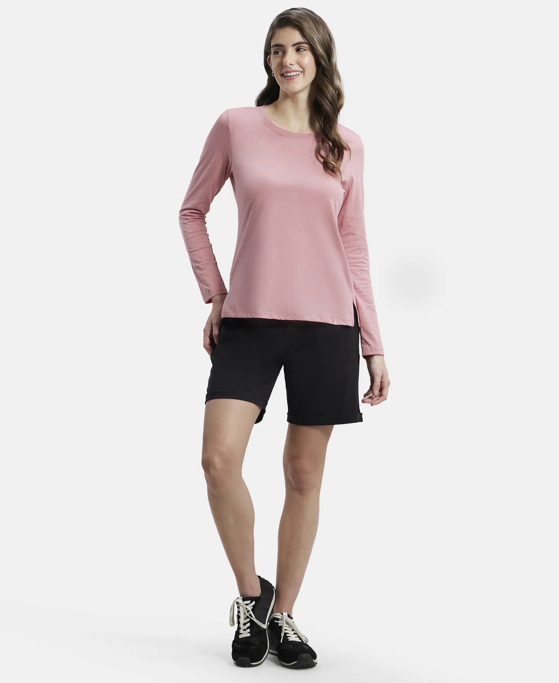 Super Combed Cotton Rich Relaxed Fit Solid Round Neck Full Sleeve T-Shirt - Brandied Apricot - Image 4