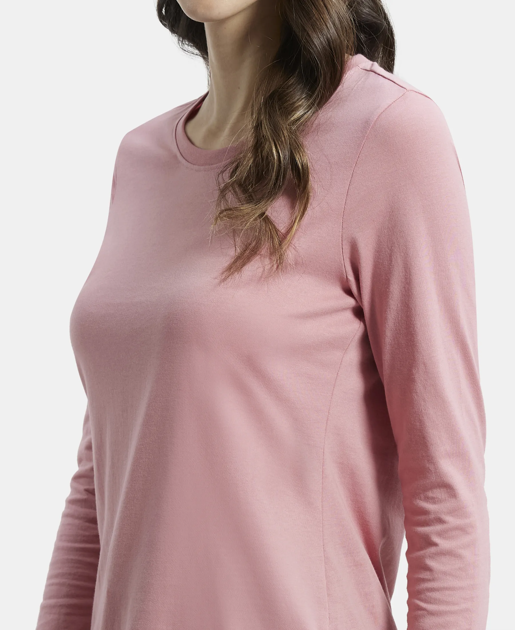 Super Combed Cotton Rich Relaxed Fit Solid Round Neck Full Sleeve T-Shirt - Brandied Apricot - Image 7
