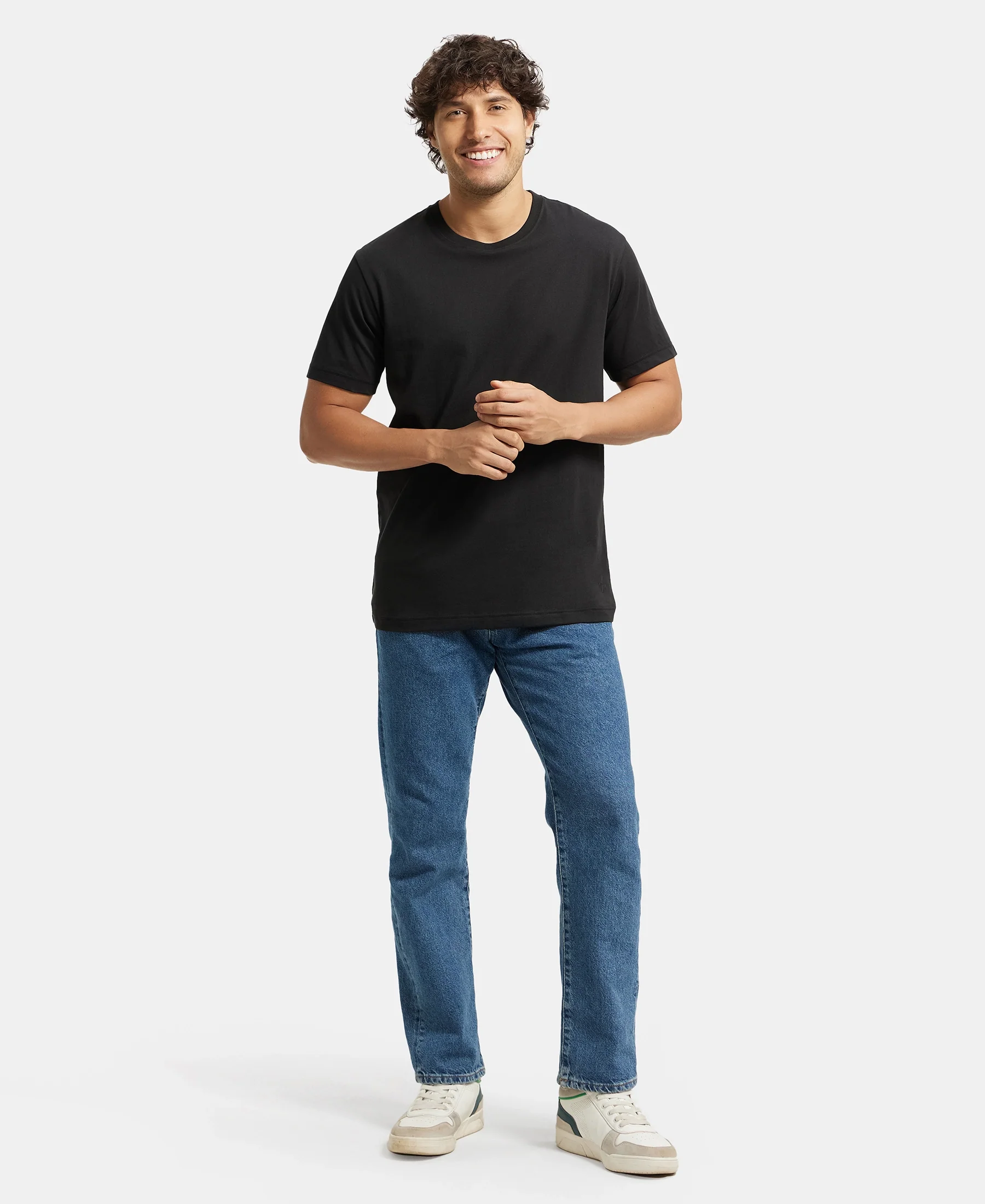 Super Combed Cotton Rich Round Neck Half Sleeve T-Shirt - Black & Navy (Pack of 2) - Image 11