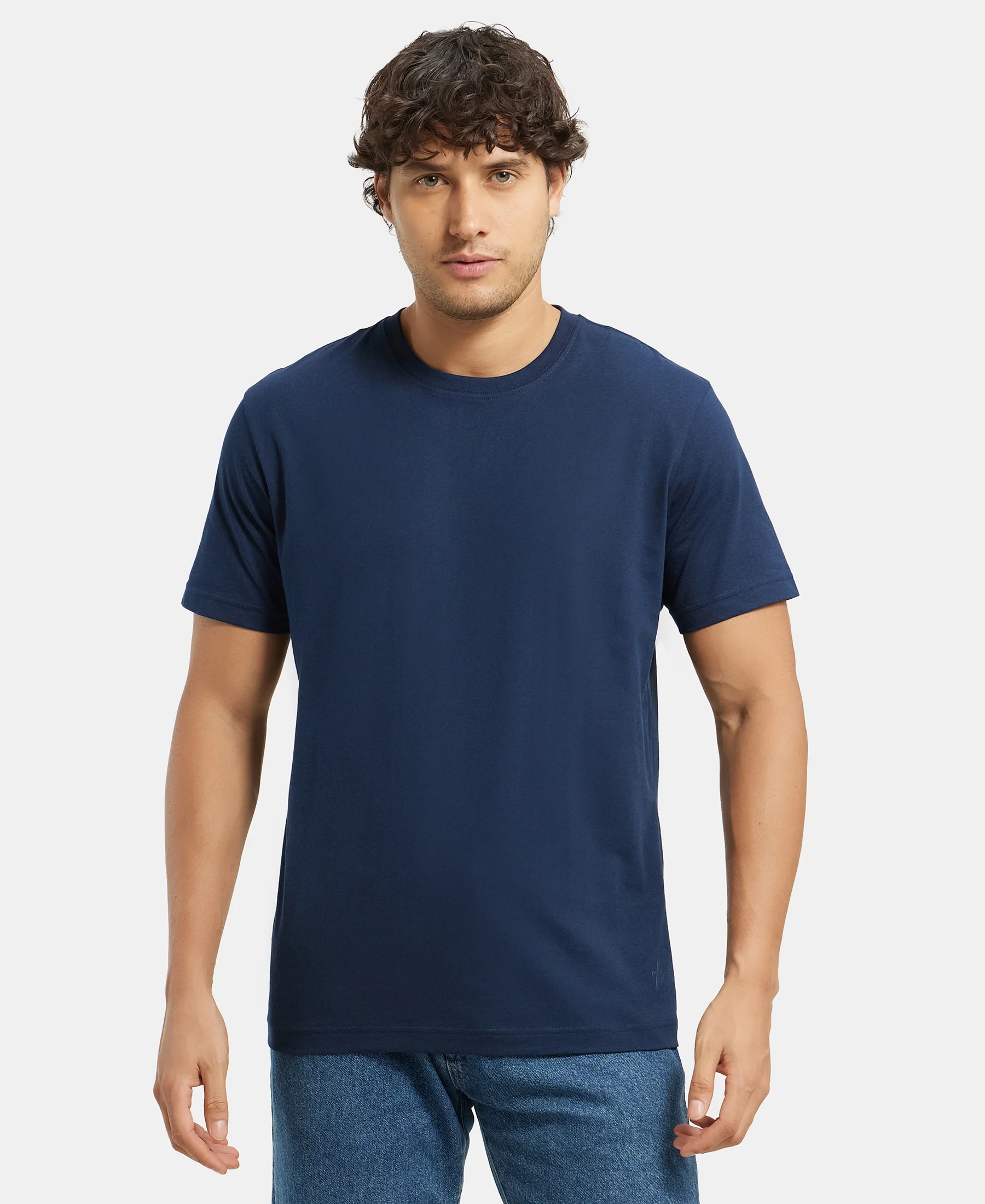 Super Combed Cotton Rich Round Neck Half Sleeve T-Shirt - Black & Navy (Pack of 2) - Image 3