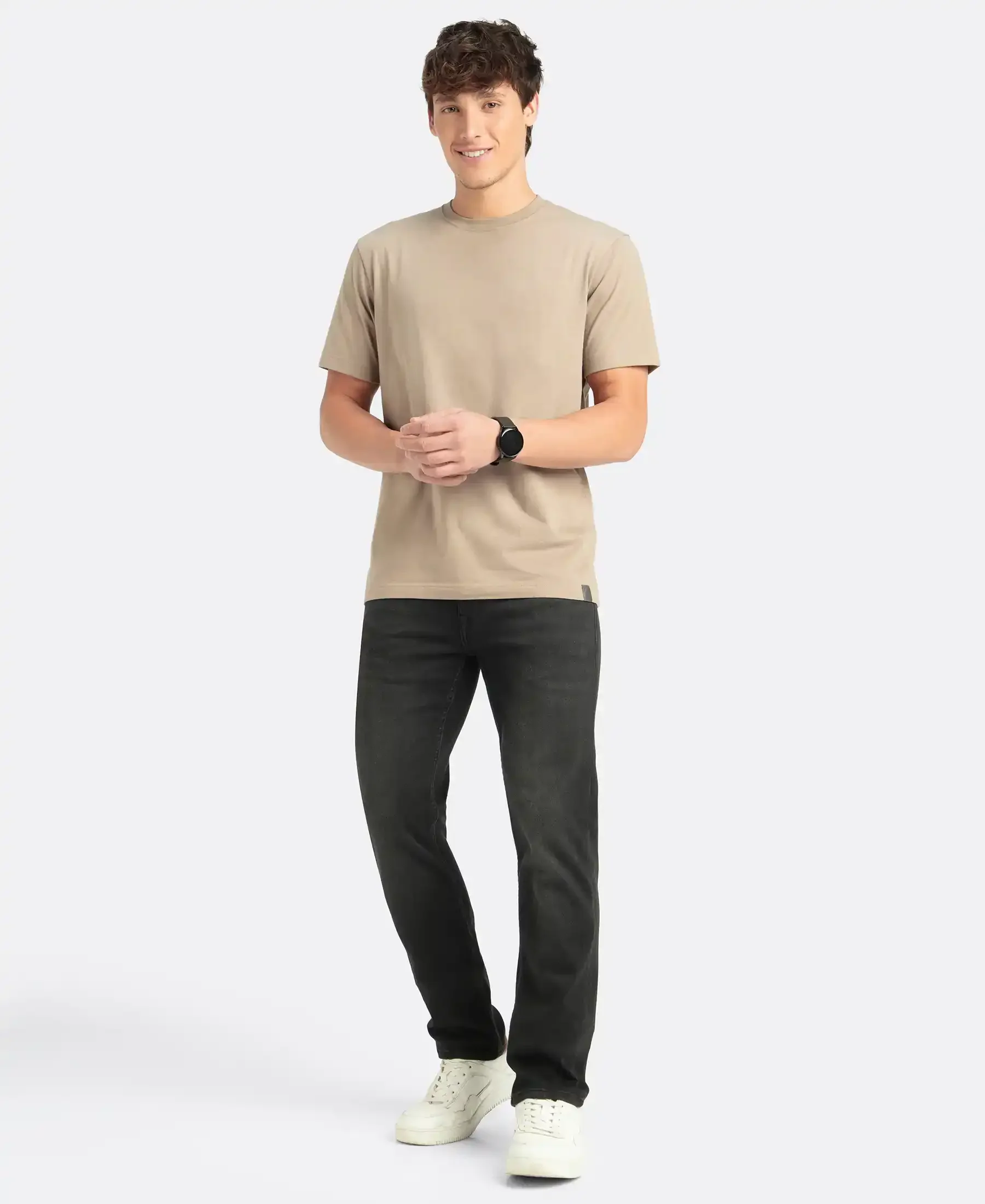 Super Combed Cotton Rich Round Neck Half Sleeve T-Shirt - Desert Taupe - Image 6