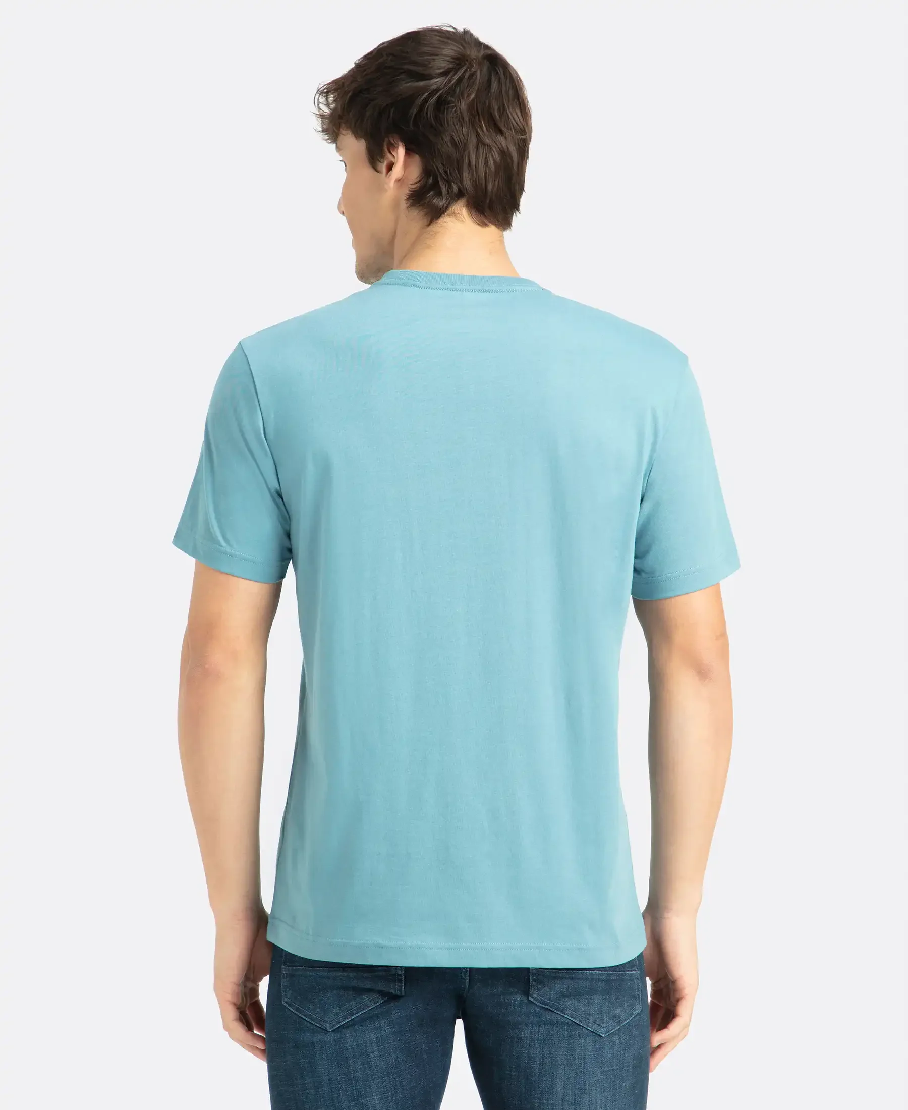 Super Combed Cotton Rich Round Neck Half Sleeve T-Shirt - Provincial Blue - Image 3