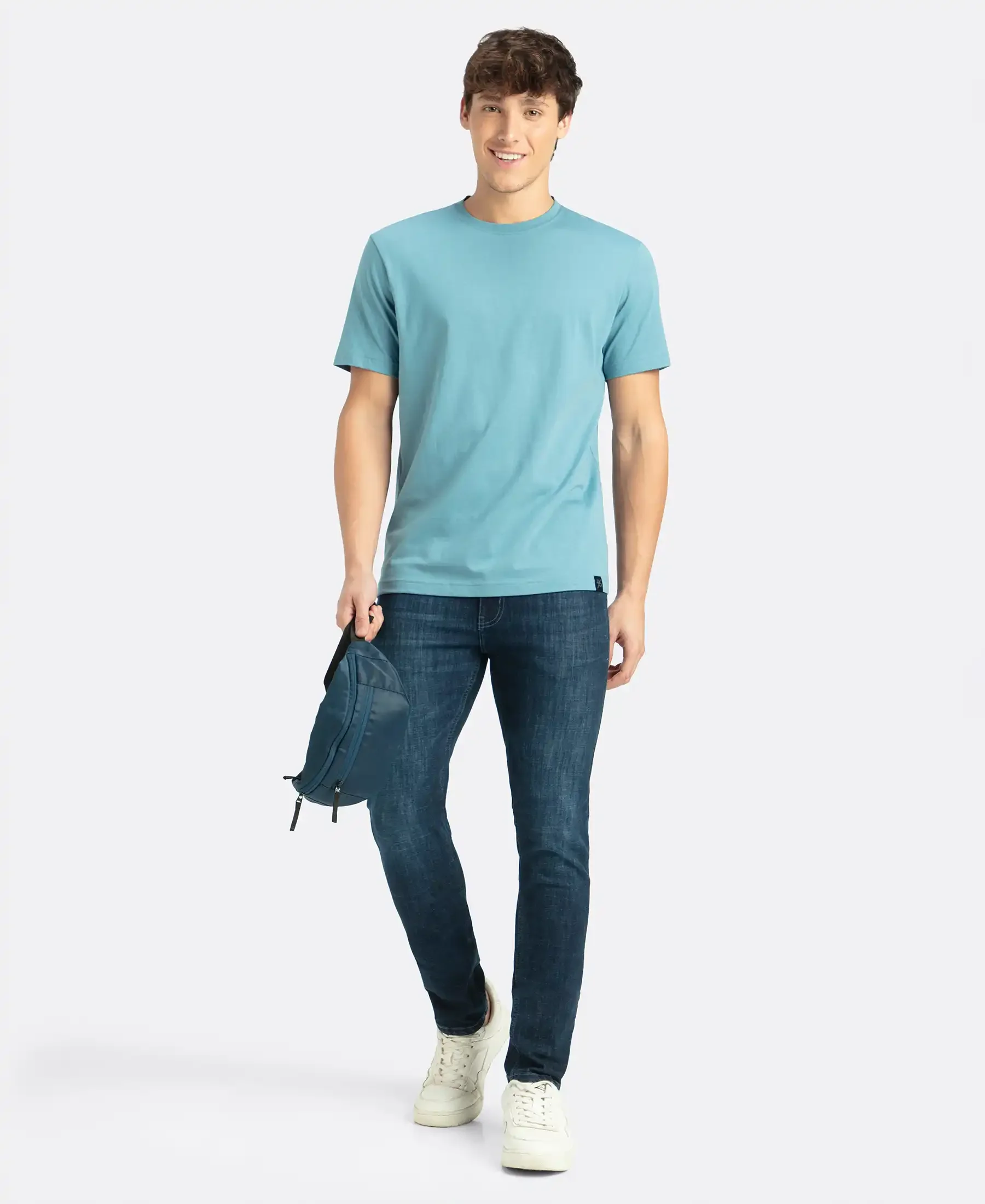 Super Combed Cotton Rich Round Neck Half Sleeve T-Shirt - Provincial Blue - Image 6
