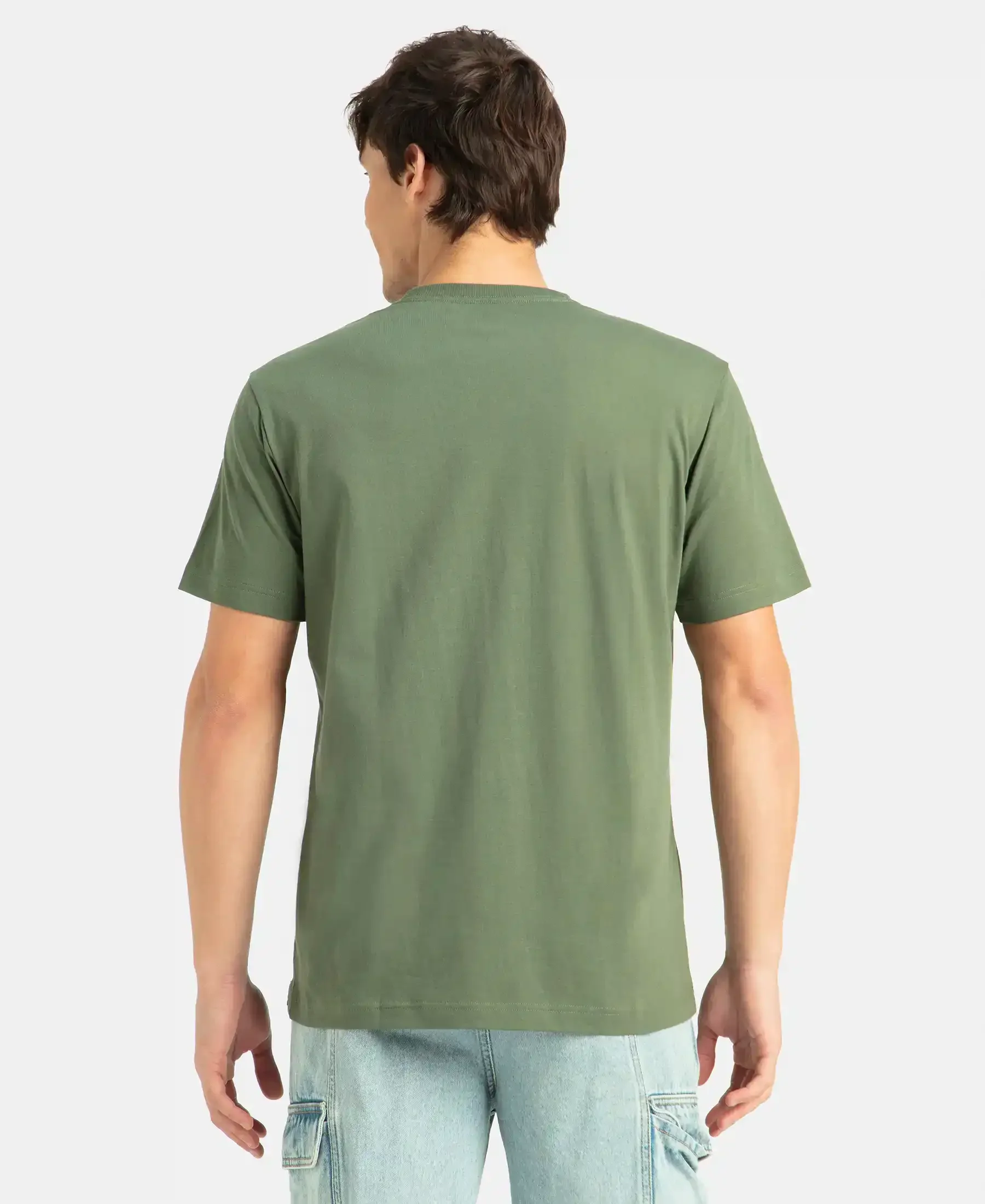 Super Combed Cotton Rich Round Neck Half Sleeve T-Shirt - Thyme - Image 3