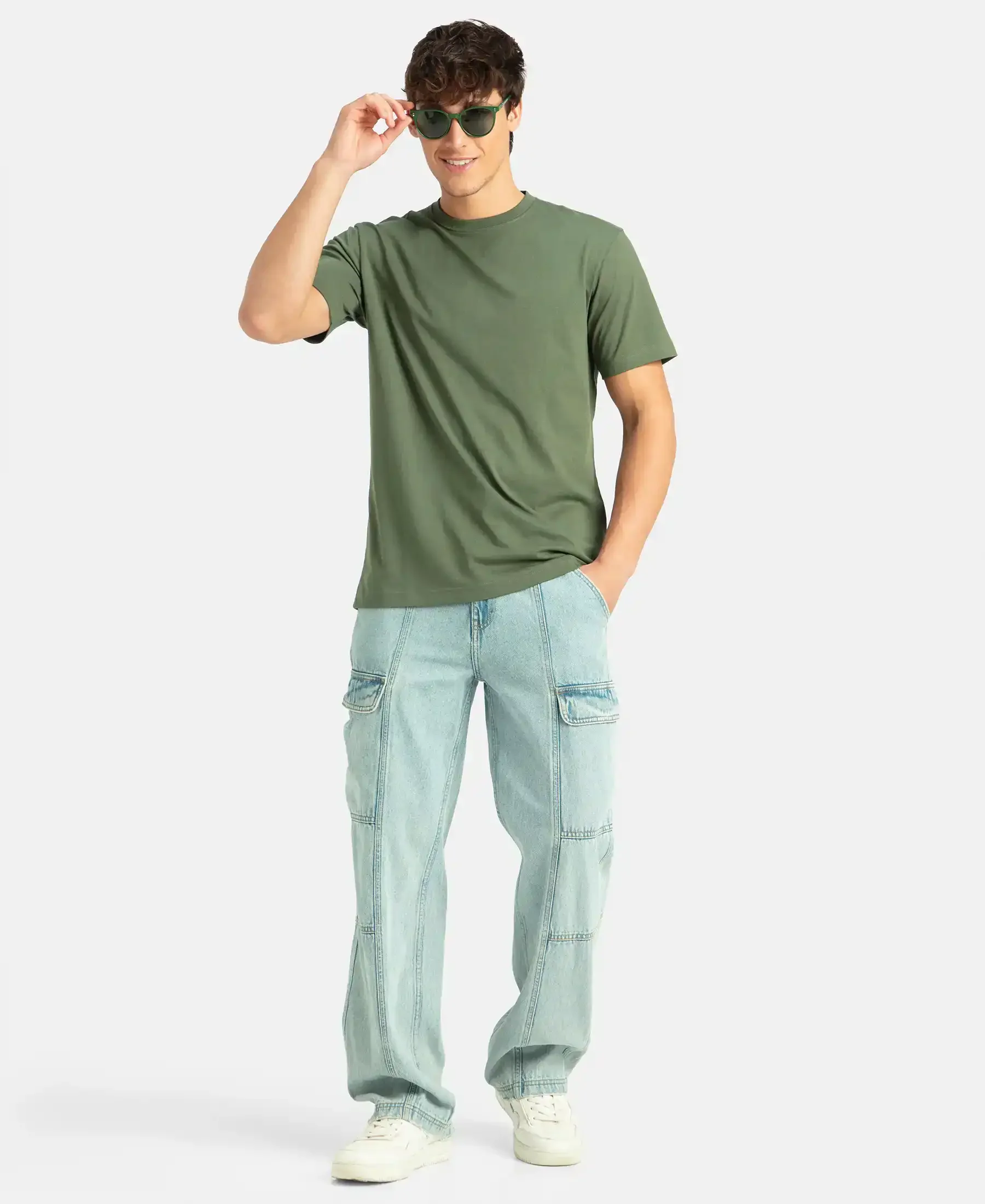 Super Combed Cotton Rich Round Neck Half Sleeve T-Shirt - Thyme - Image 6