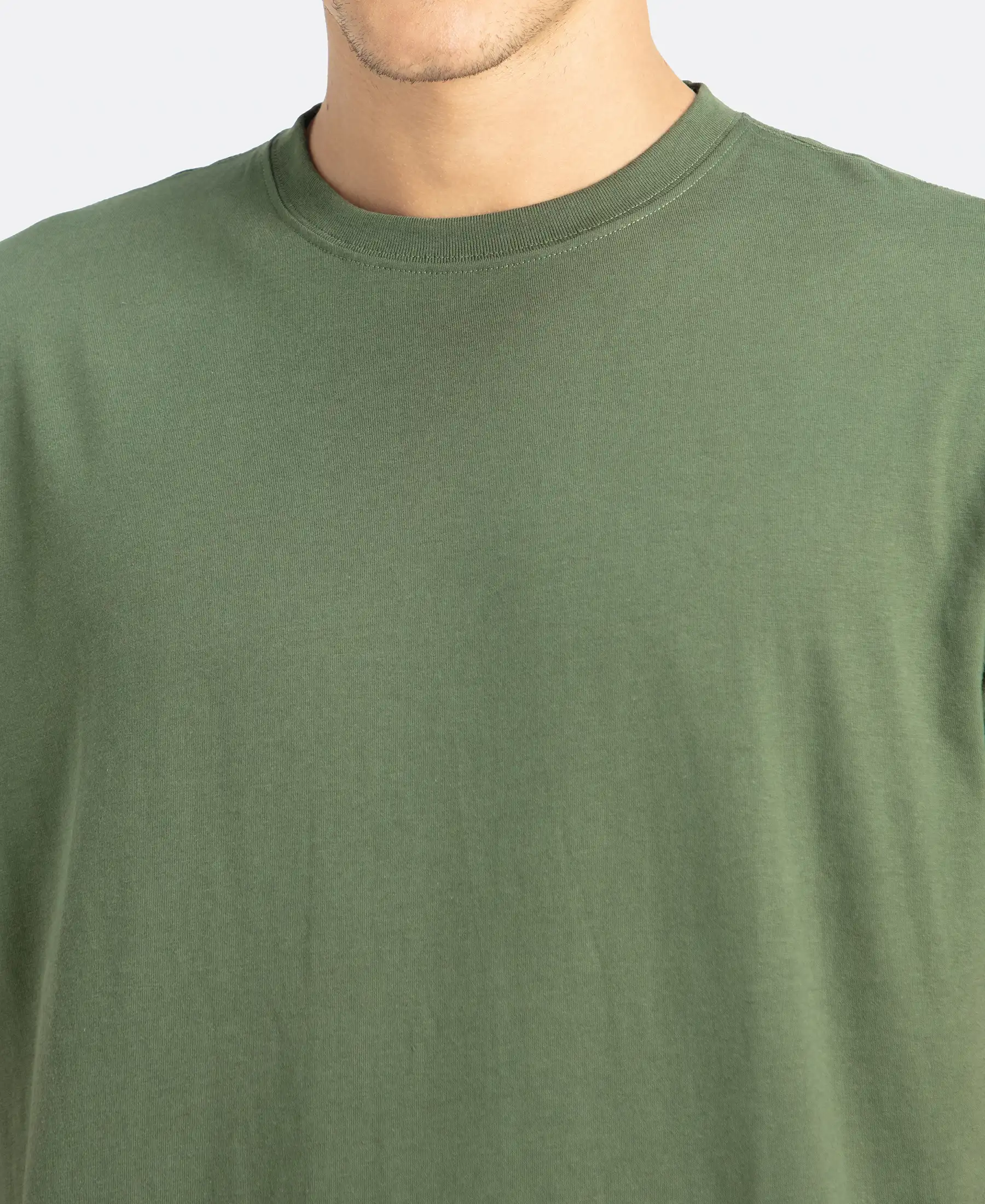 Super Combed Cotton Rich Round Neck Half Sleeve T-Shirt - Thyme - Image 7