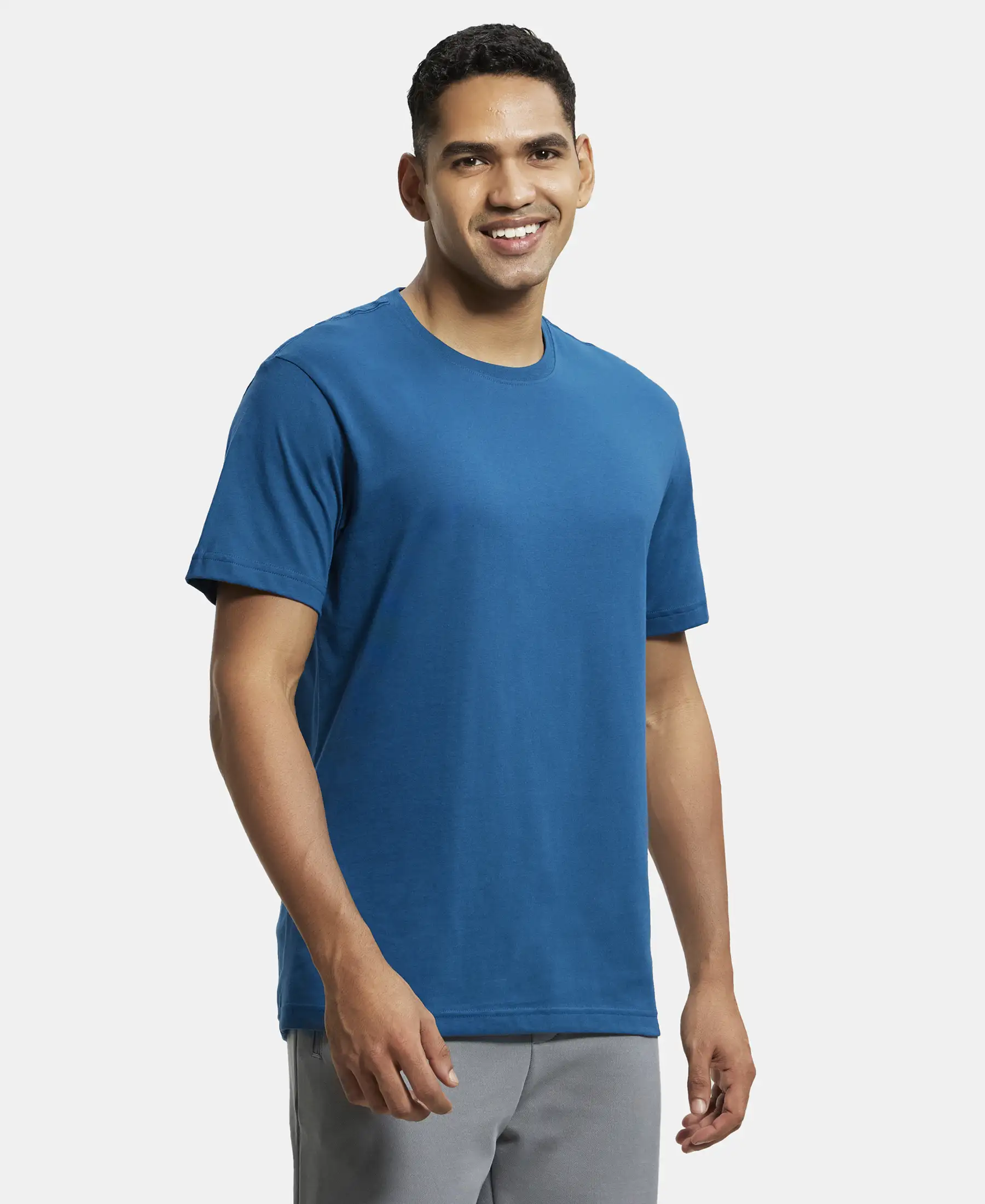 Super Combed Cotton Rich Round Neck Half Sleeve T-Shirt - Wine Tasting & Seaport Teal (Pack of 2) - Image 2