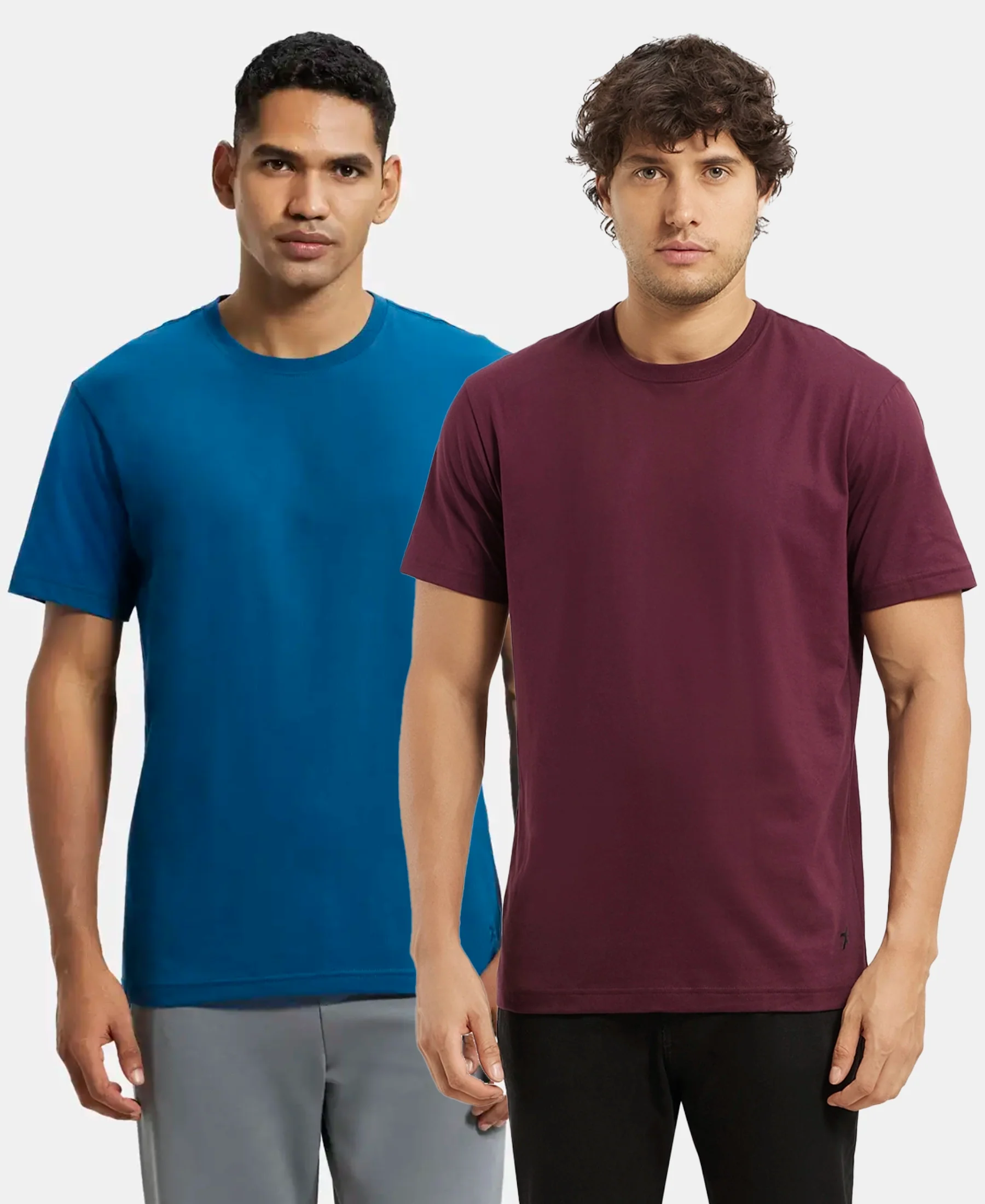 Super Combed Cotton Rich Round Neck Half Sleeve T-Shirt - Wine Tasting & Seaport Teal (Pack of 2) - Image 5