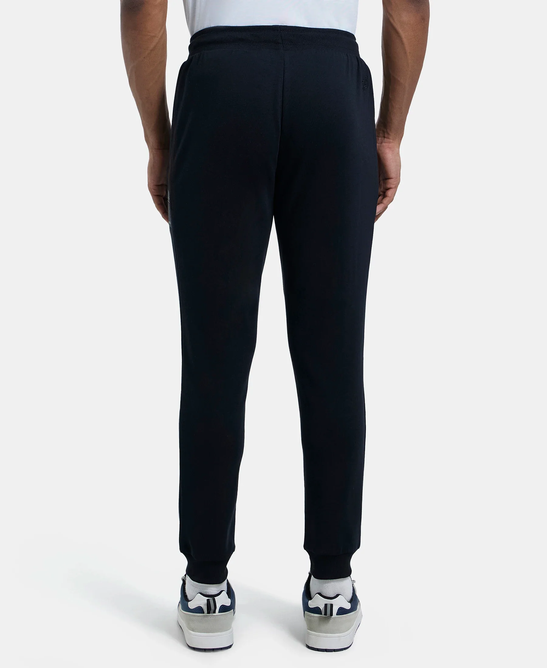 Super Combed Cotton Rich Slim Fit Jogger with Zipper Pockets - Black - Image 3