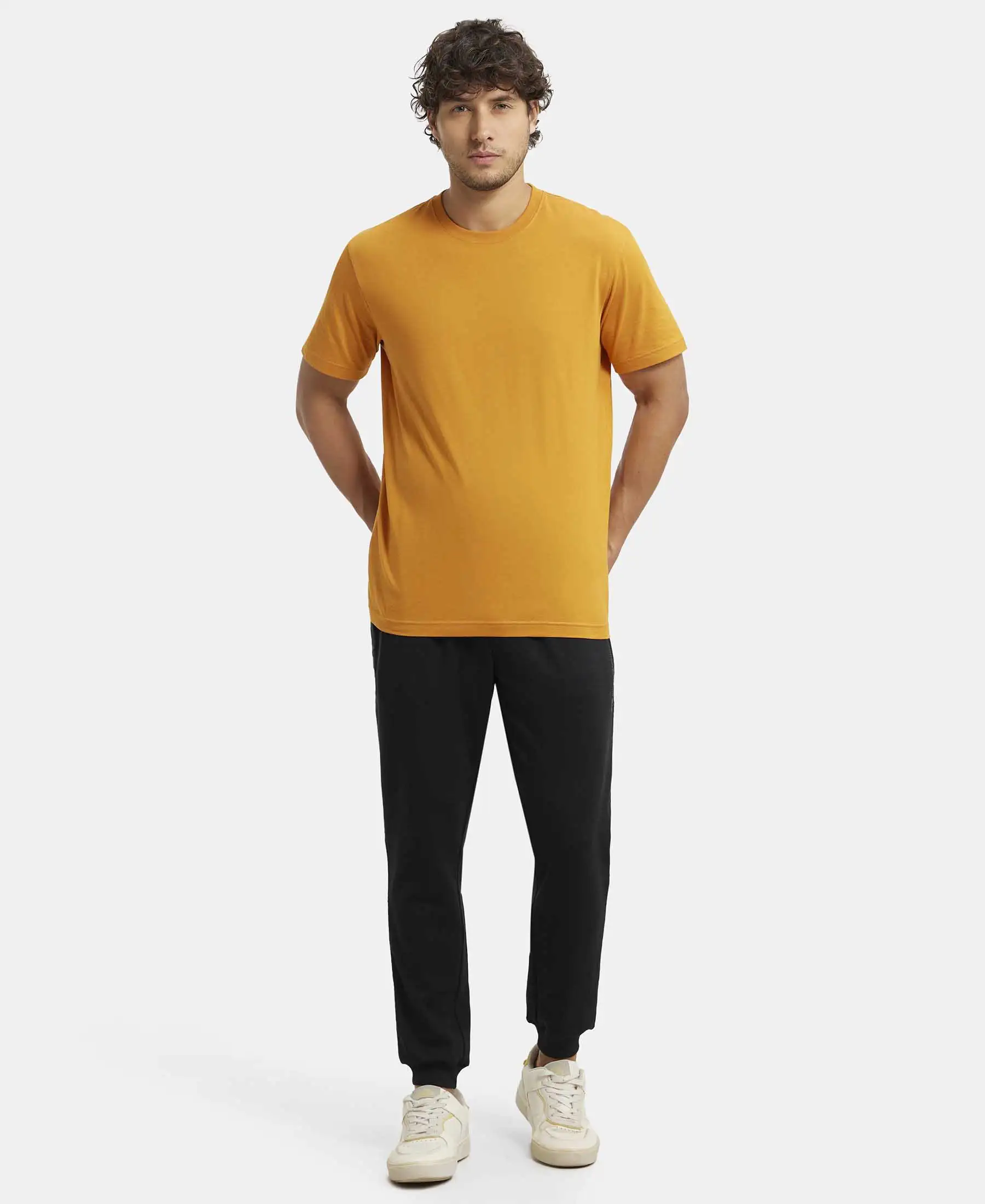 Super Combed Cotton Rich Slim Fit Jogger with Zipper Pockets - Black & True Black Melange - Image 6