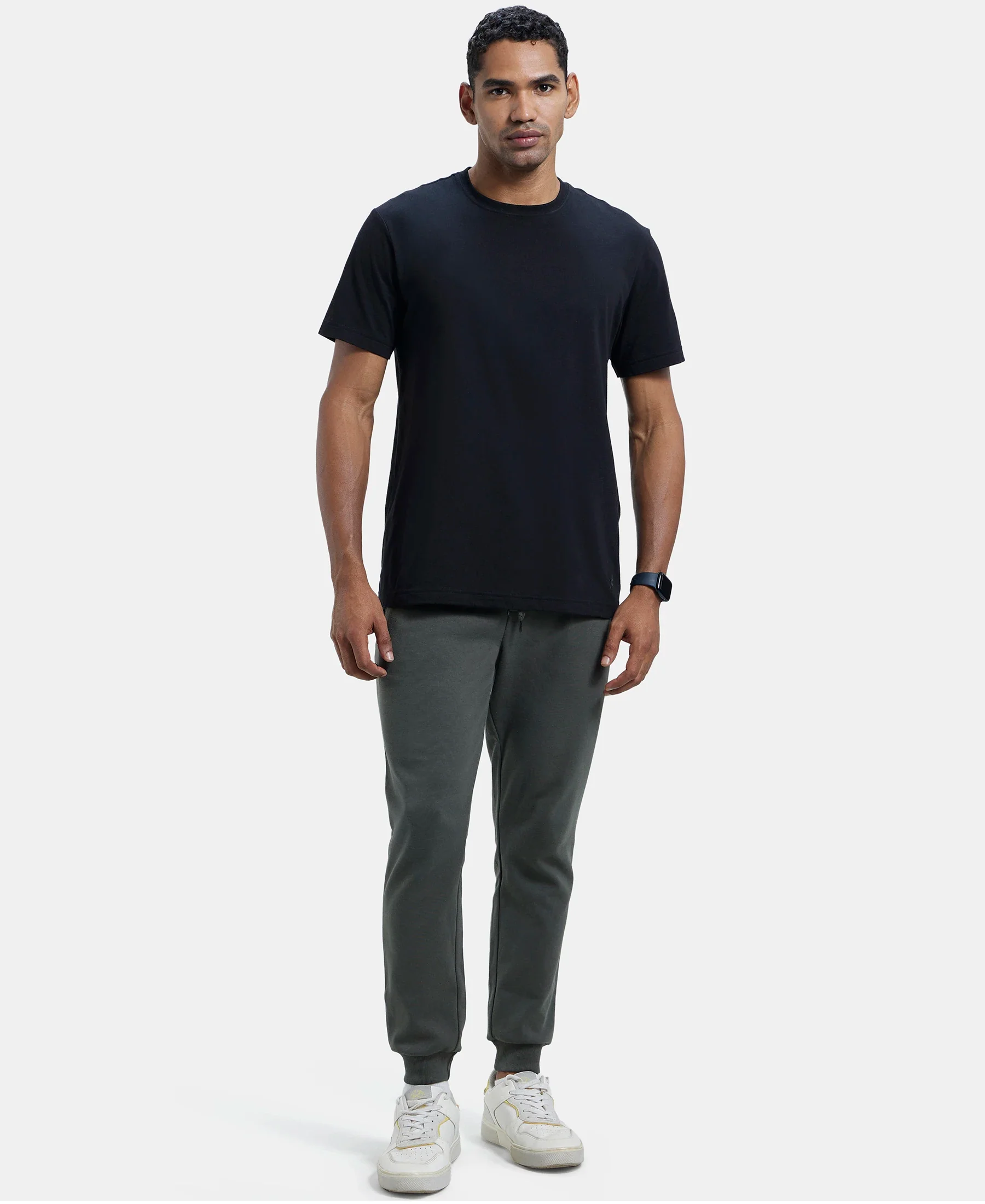 Super Combed Cotton Rich Slim Fit Jogger with Zipper Pockets - Deep Olive - Image 4