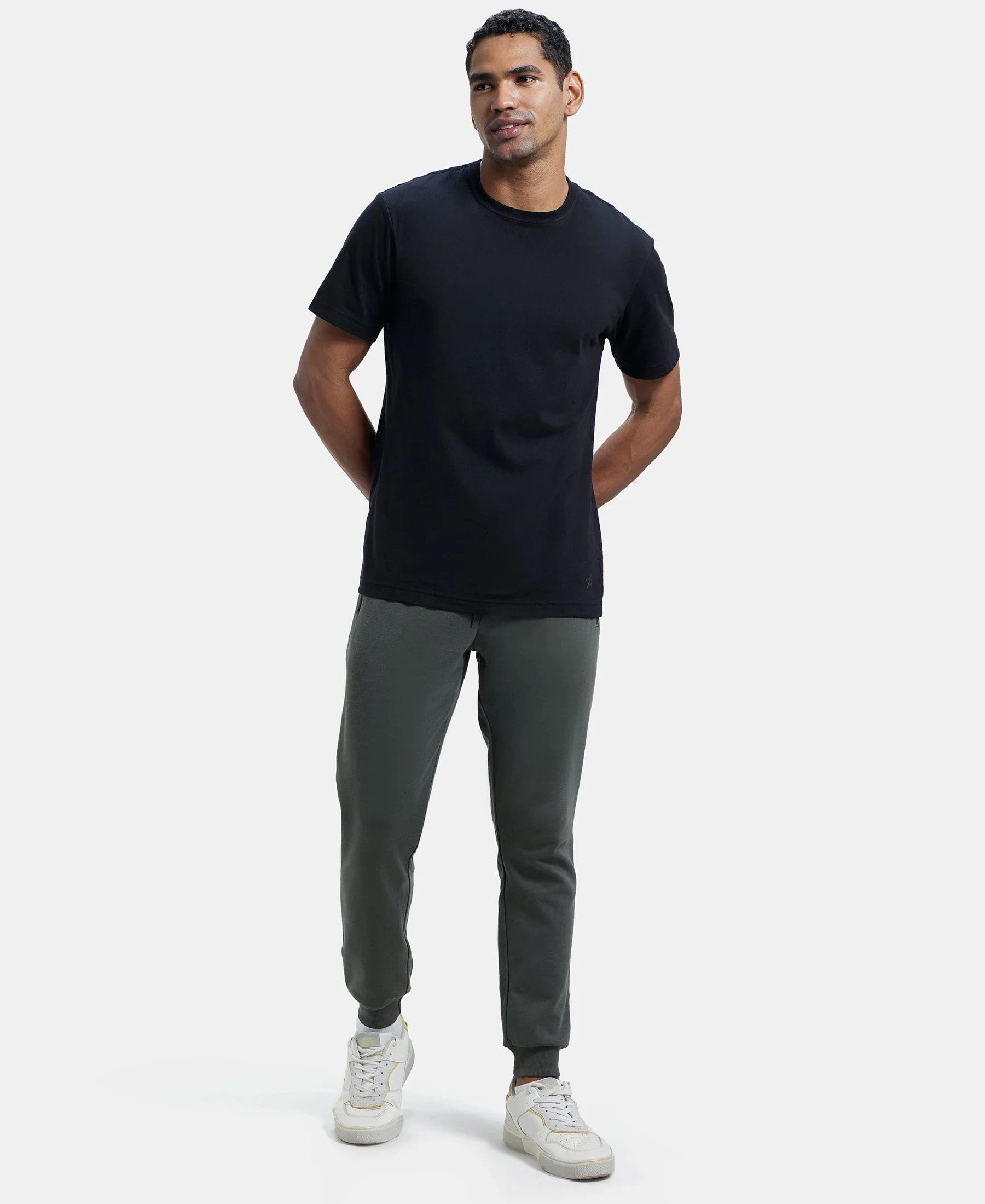 Super Combed Cotton Rich Slim Fit Jogger with Zipper Pockets - Deep Olive - Image 6