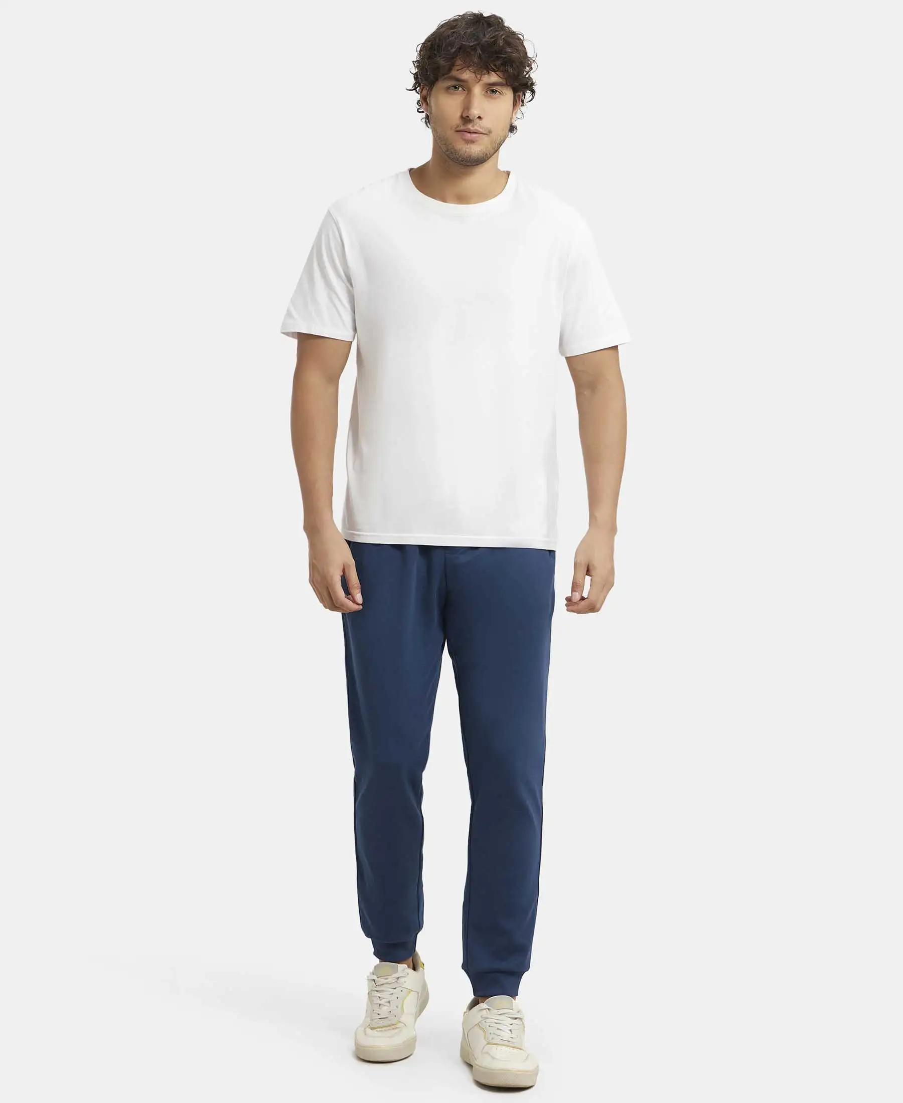 Super Combed Cotton Rich Slim Fit Jogger with Zipper Pockets - Insignia Blue & Navy - Image 4