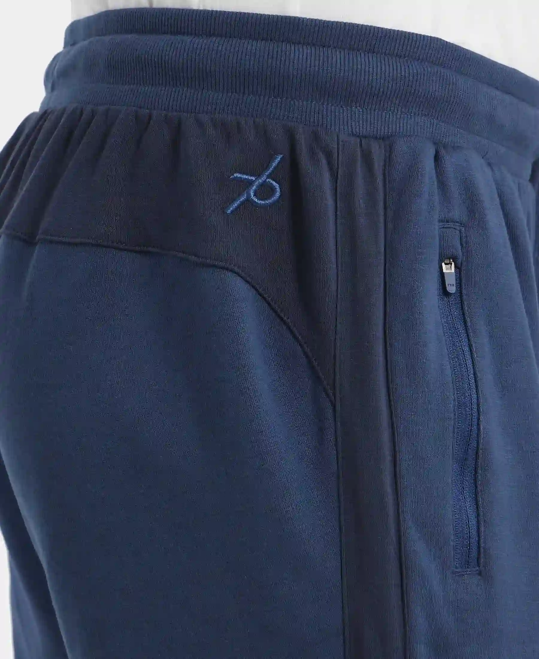 Super Combed Cotton Rich Slim Fit Jogger with Zipper Pockets - Insignia Blue & Navy - Image 7