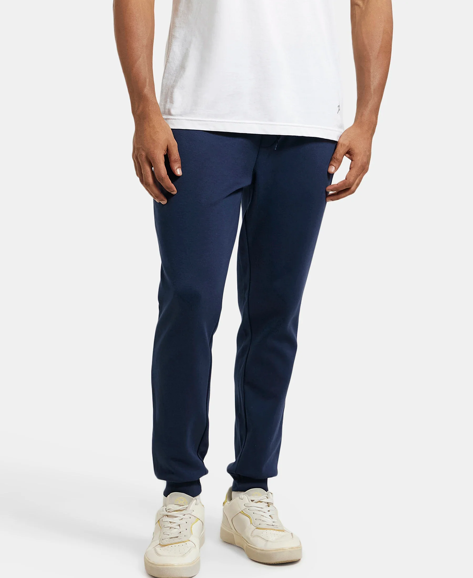 Super Combed Cotton Rich Slim Fit Jogger with Zipper Pockets - Navy - Image 5