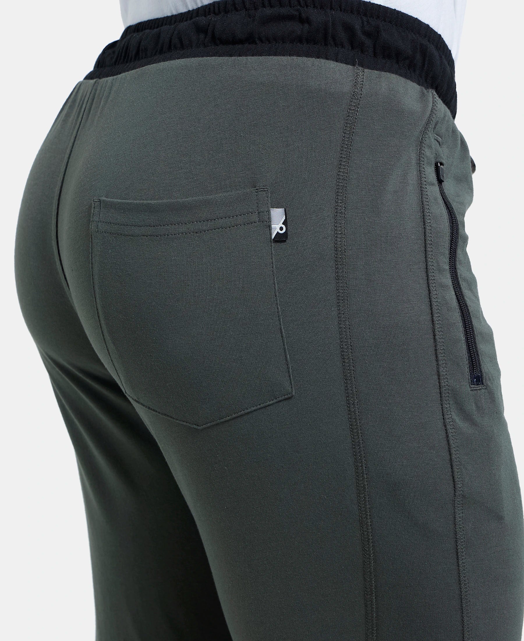 Super Combed Cotton Rich Slim Fit Trackpant with Side Zipper Pockets - Deep Olive - Image 7