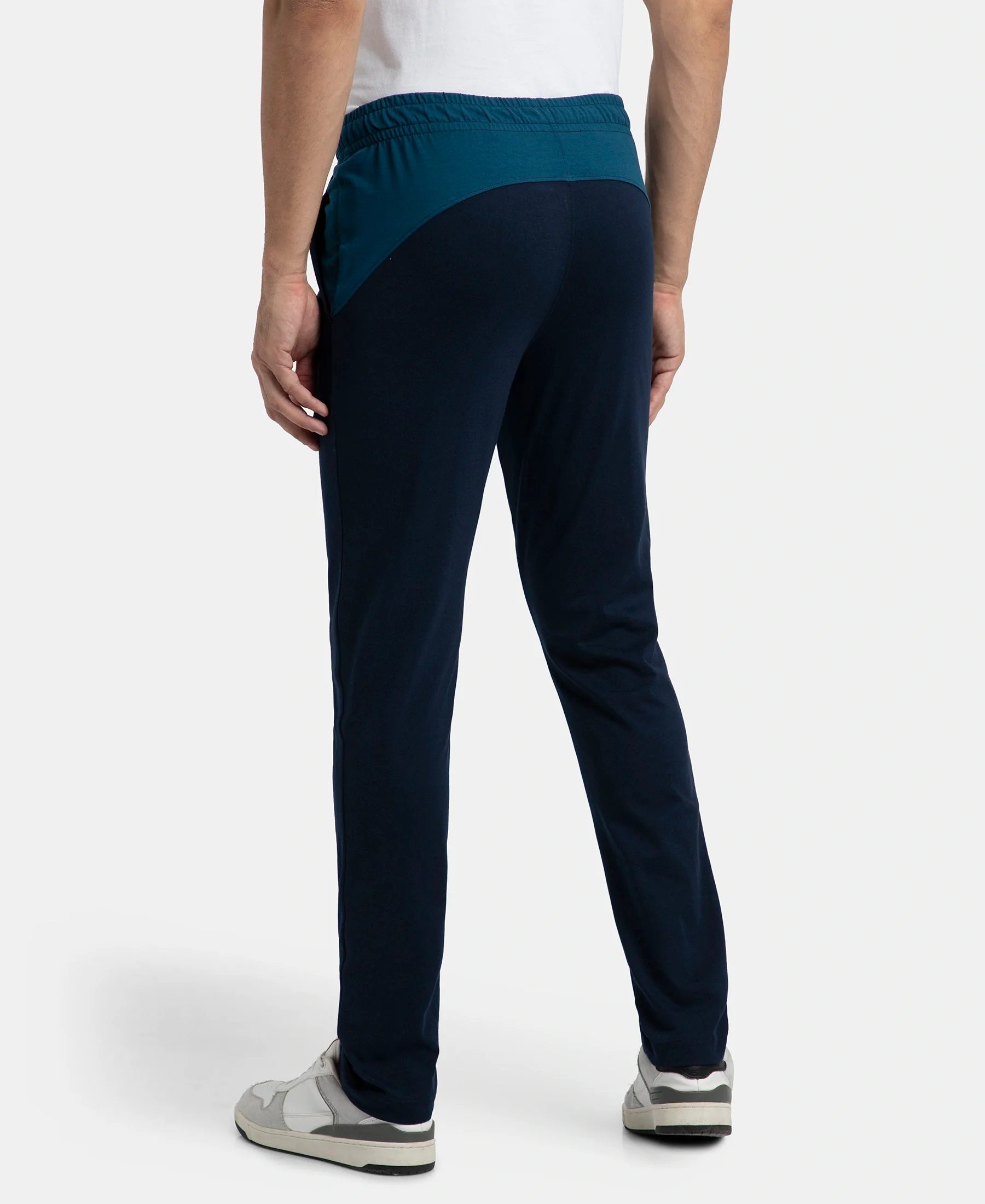 Super Combed Cotton Rich Slim Fit Trackpant with Zipper Media Pocket - Navy - Image 3