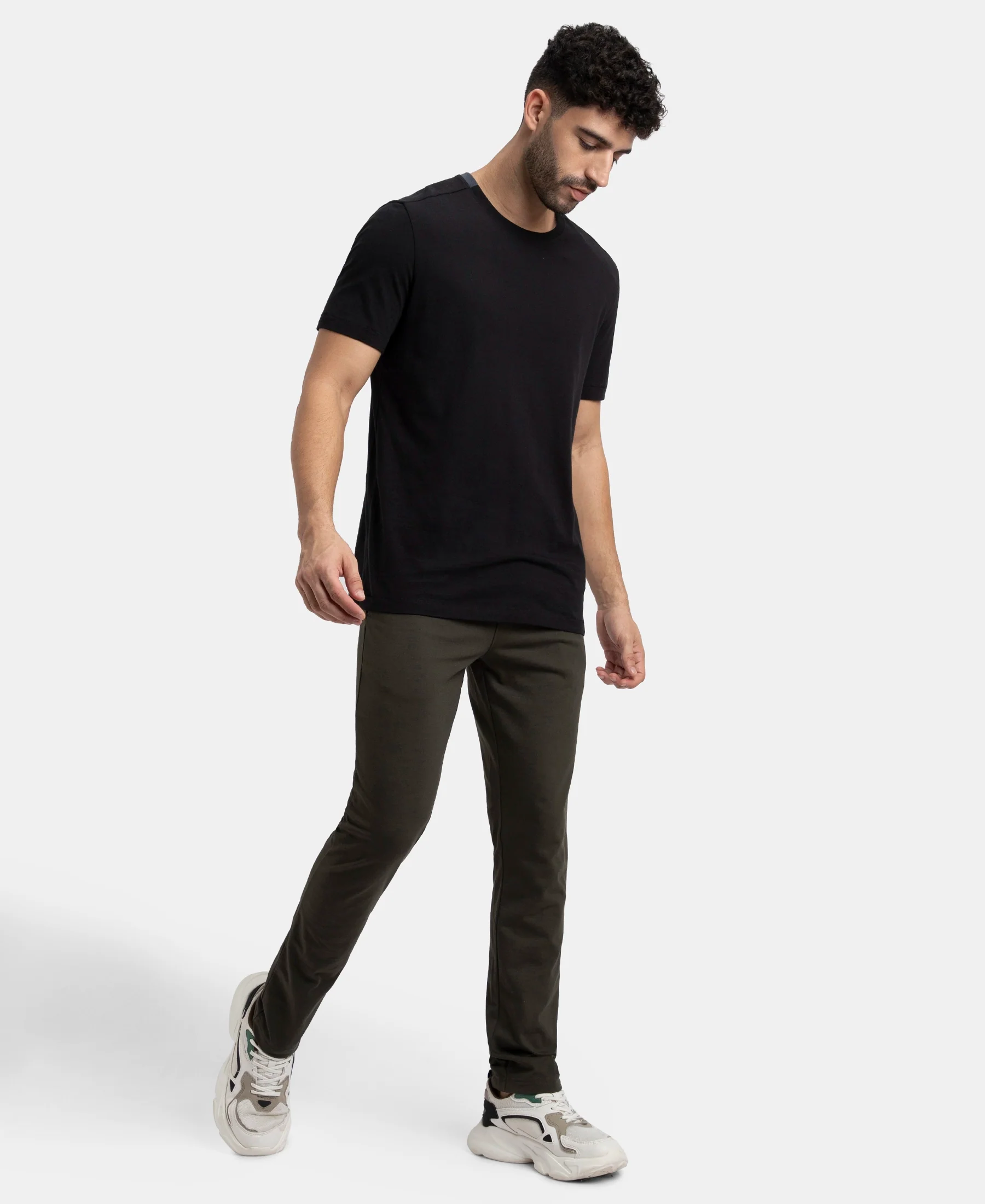 Super Combed Cotton Rich Slim Fit Trackpant with Zipper Media Pocket - Olive - Image 4