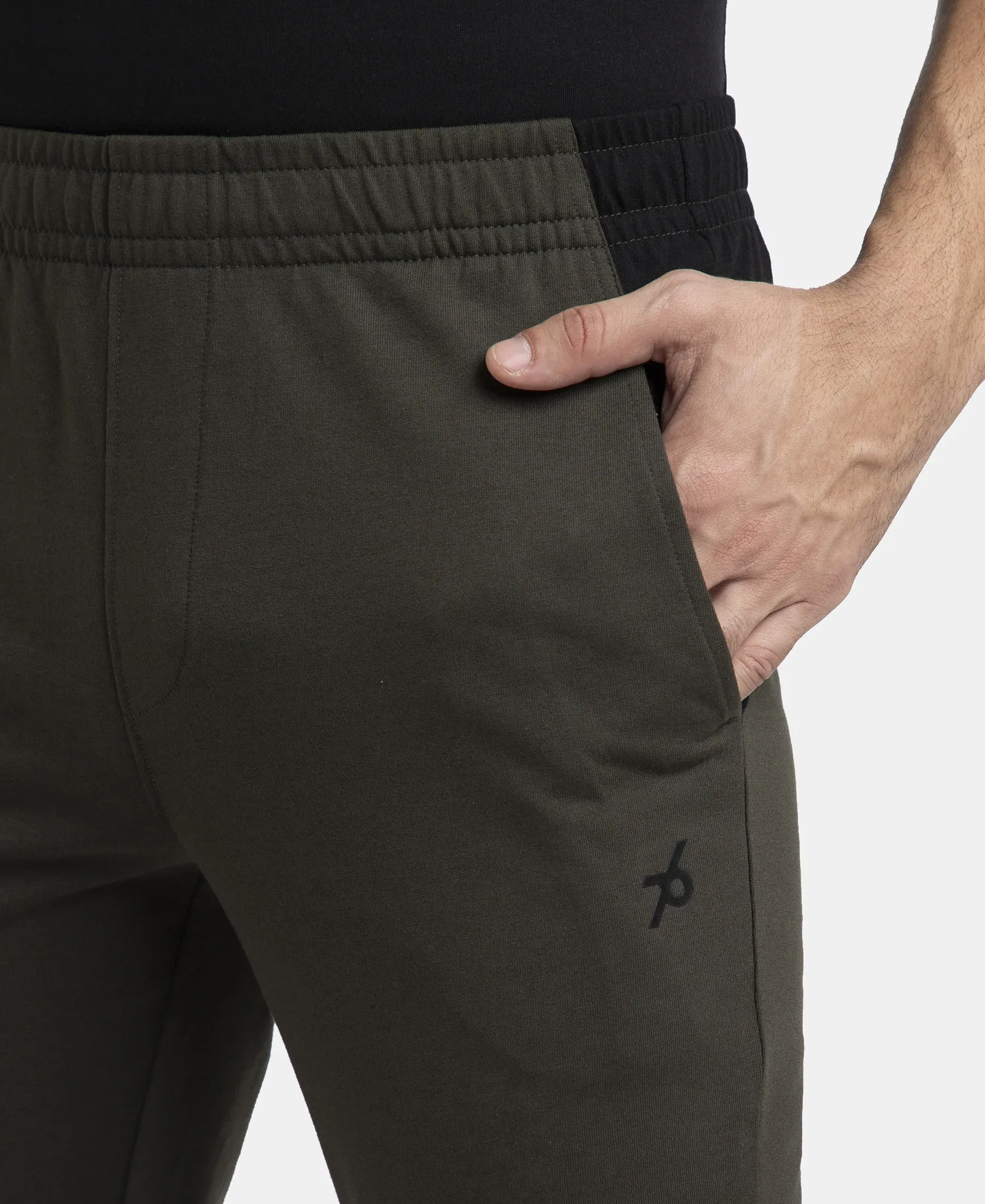 Super Combed Cotton Rich Slim Fit Trackpant with Zipper Media Pocket - Olive - Image 8