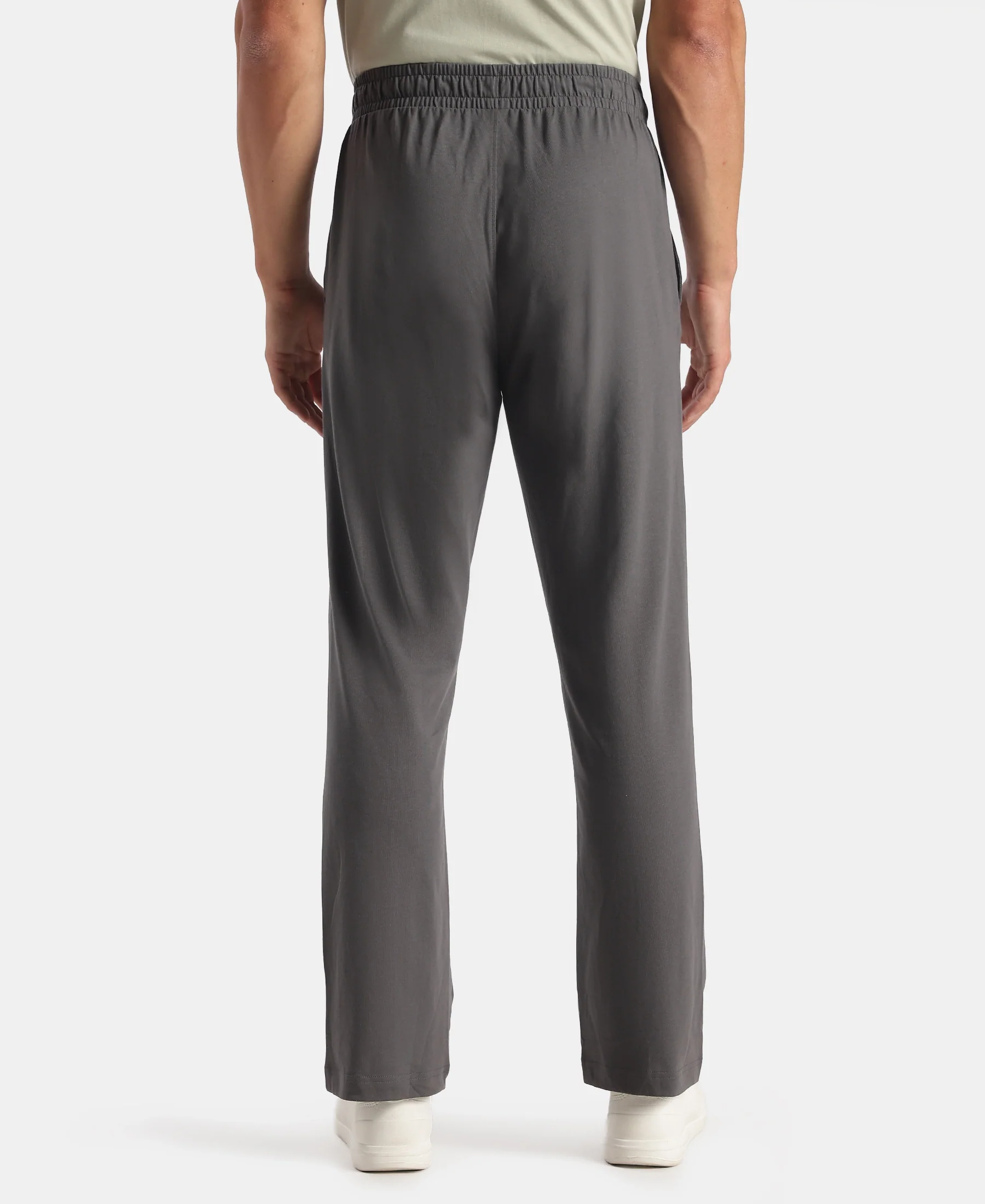 Super Combed Cotton Rich Slim Fit Trackpants with Side and Zipper Media Pockets - Magnet - Image 3