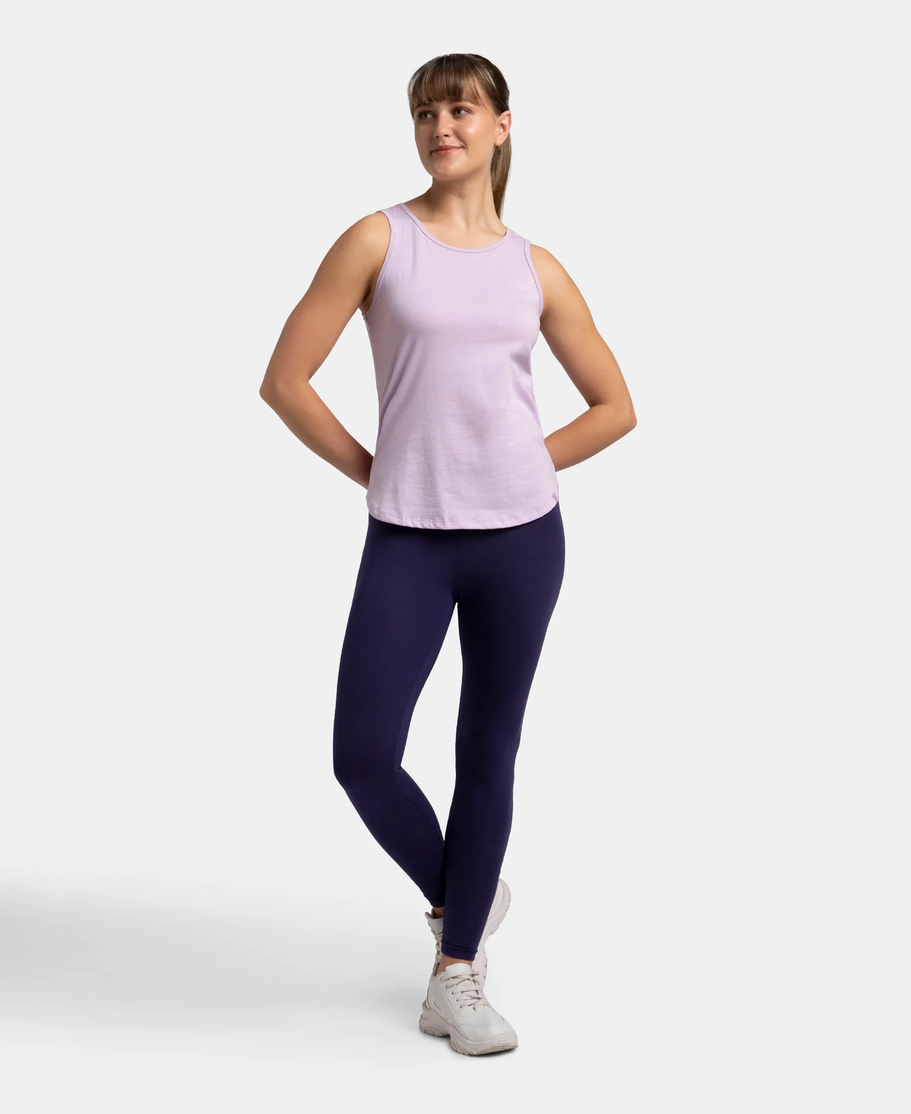 Super Combed Cotton Rich Solid Curved Hem Styled Tank Top - Orchid Bloom - Image 4