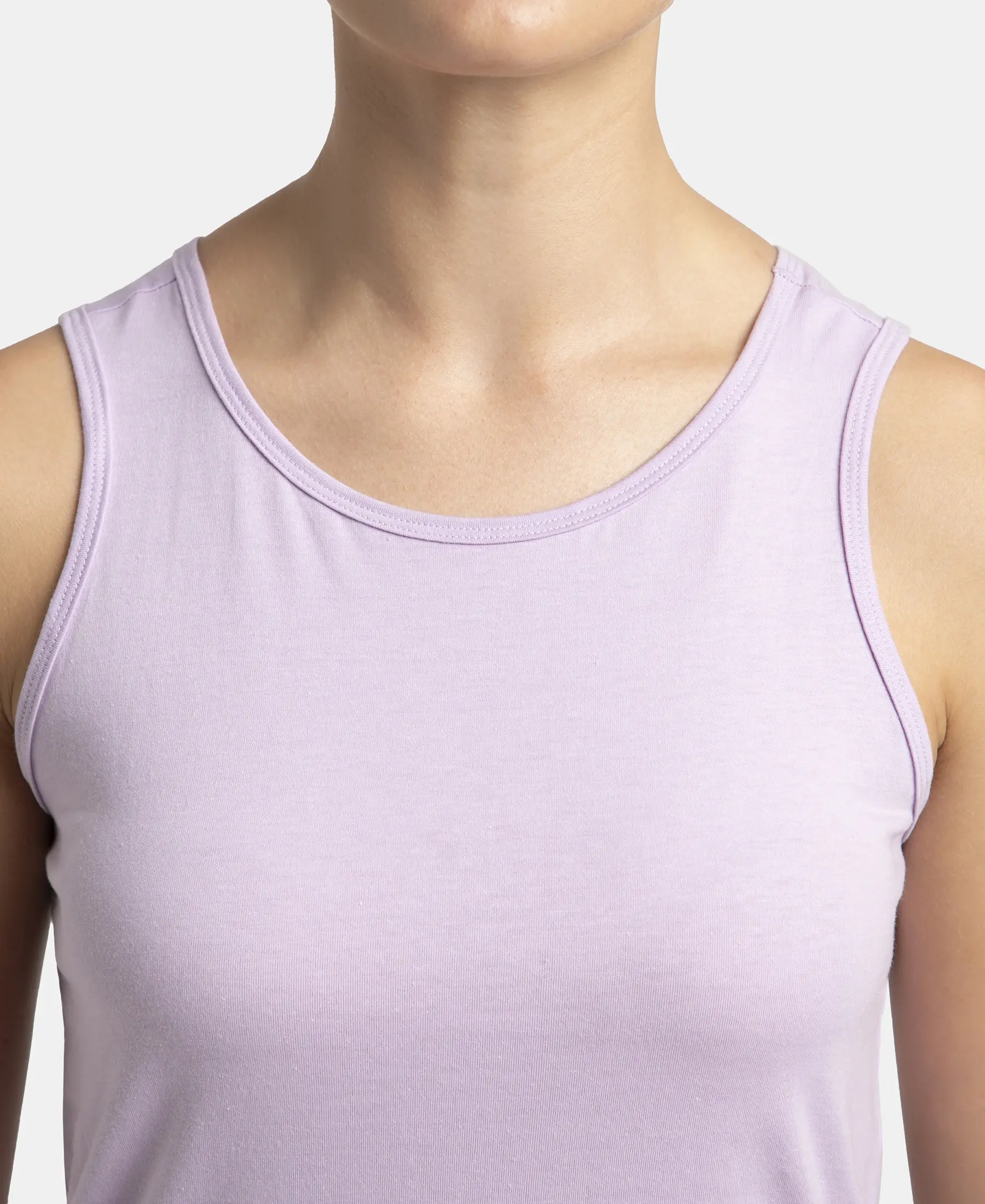 Super Combed Cotton Rich Solid Curved Hem Styled Tank Top - Orchid Bloom - Image 6