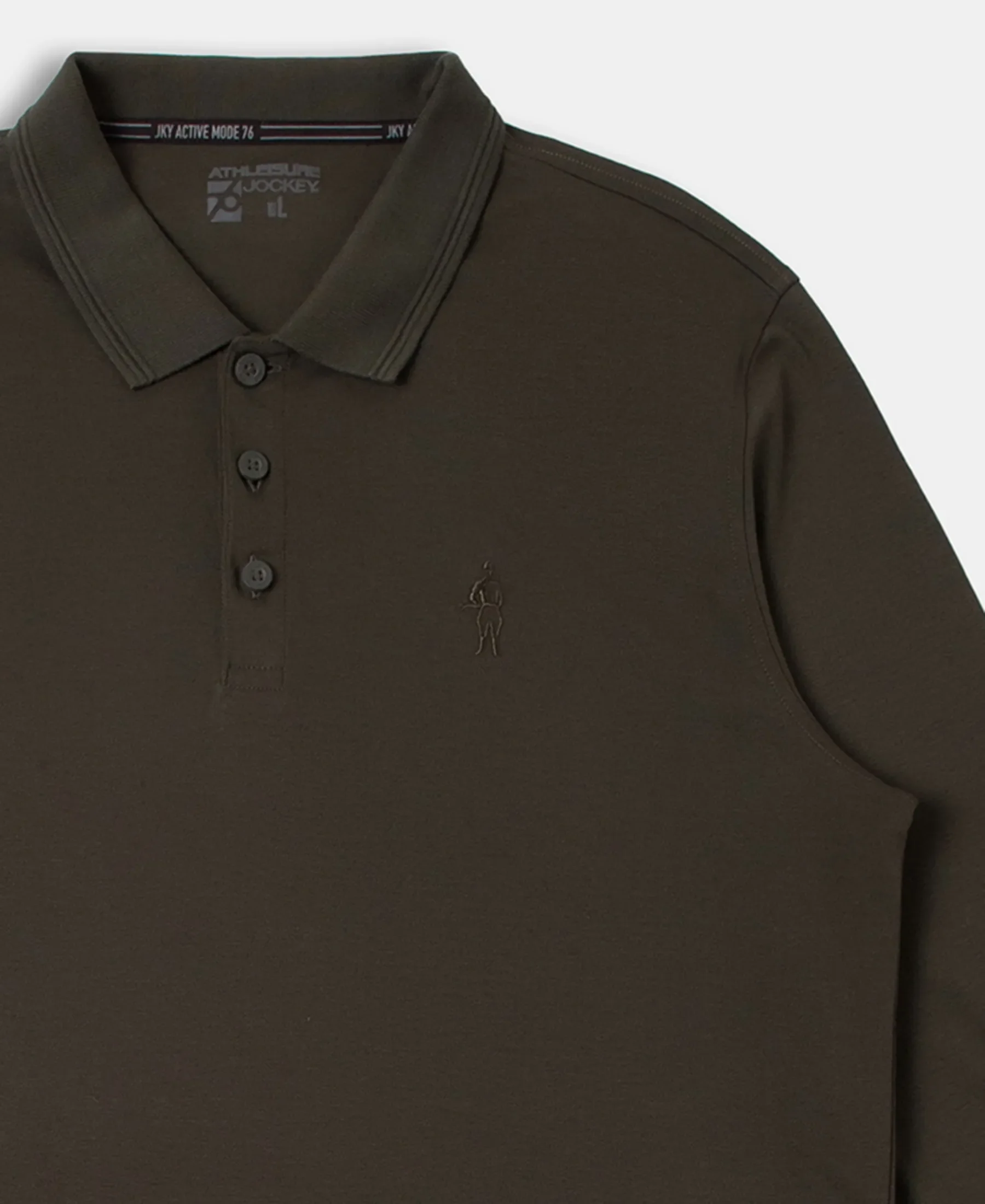 Super Combed Cotton Rich Solid Full Sleeve Polo T-Shirt with Ribbed Cuffs - Olive - Image 7