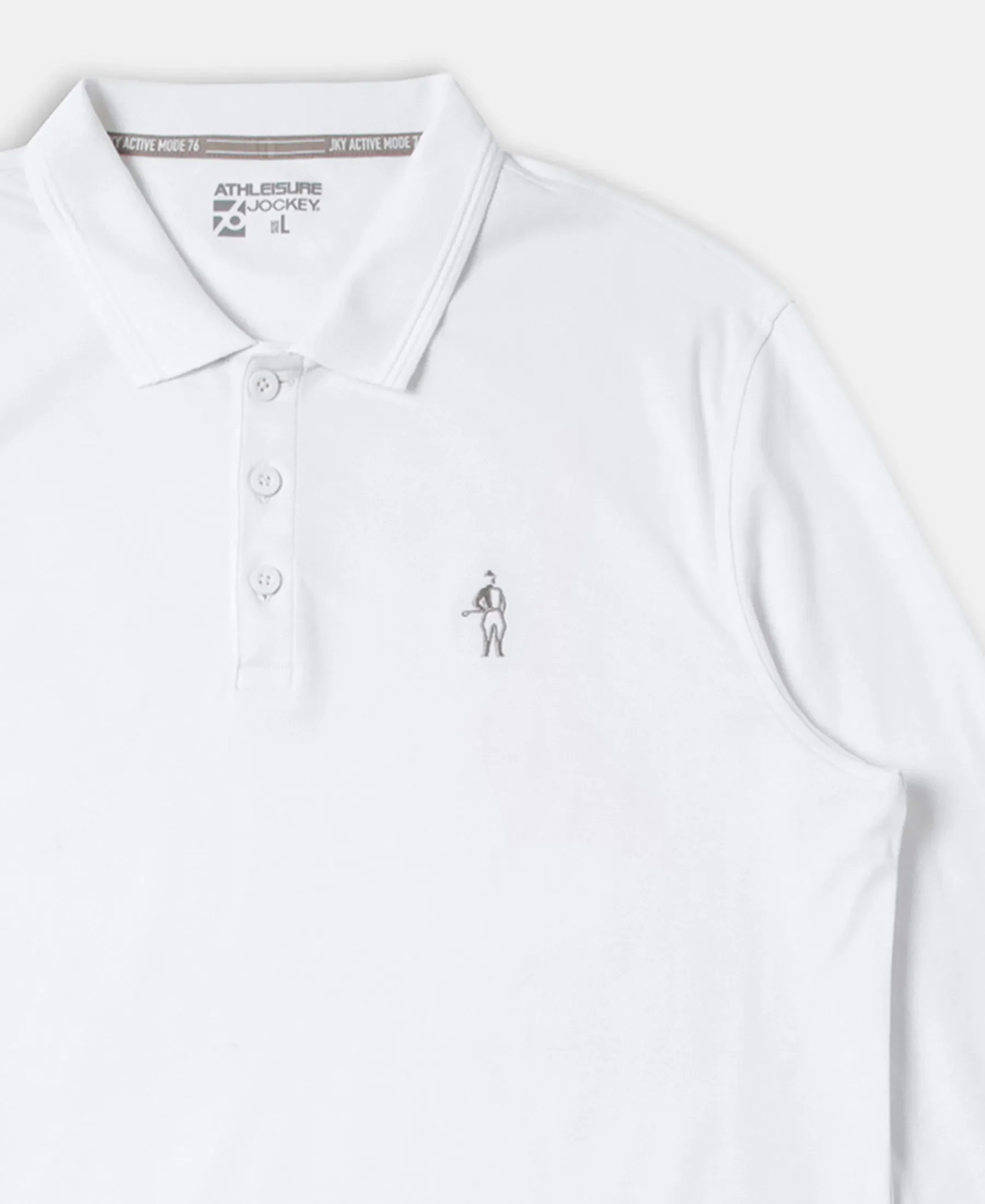 Super Combed Cotton Rich Solid Full Sleeve Polo T-Shirt with Ribbed Cuffs - White - Image 7