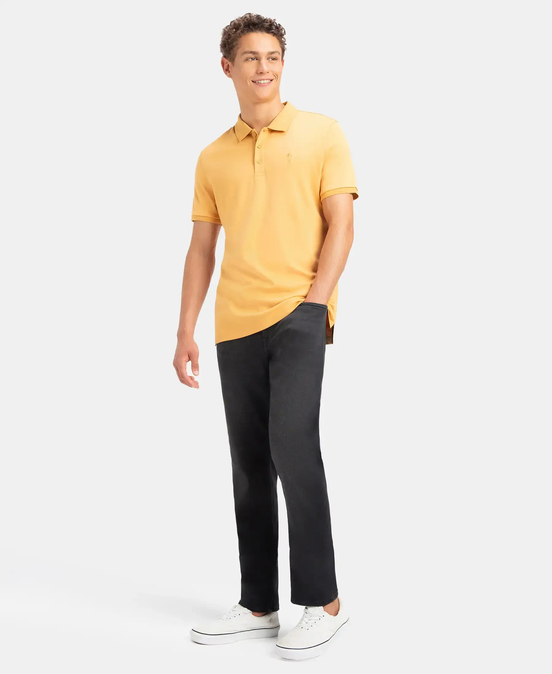 Super Combed Cotton Rich Solid Half Sleeve Polo T-Shirt - Oak Buff - Image 4
