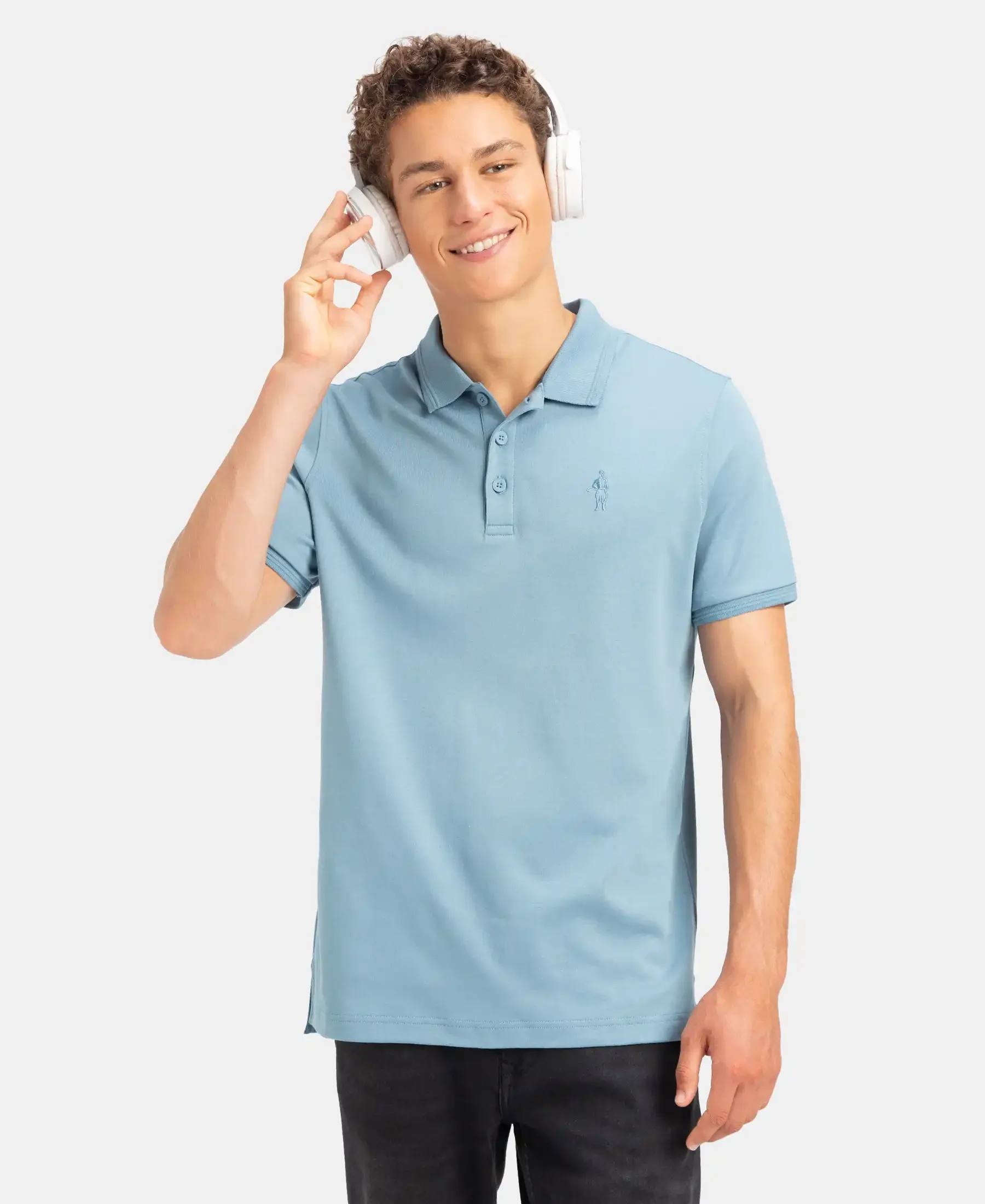 Super Combed Cotton Rich Solid Half Sleeve Polo T-Shirt - Provincial Blue - Image 5