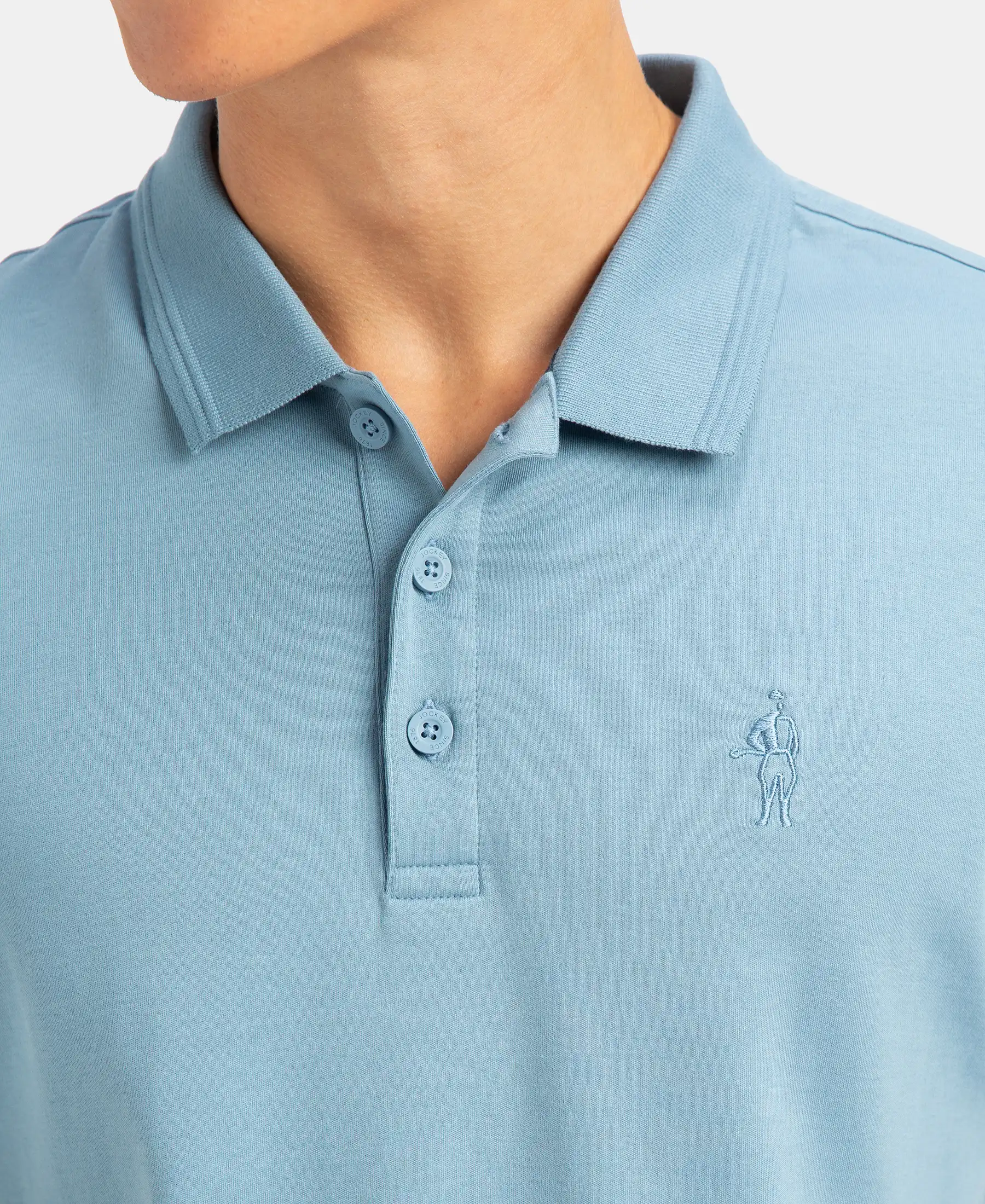 Super Combed Cotton Rich Solid Half Sleeve Polo T-Shirt - Provincial Blue - Image 7