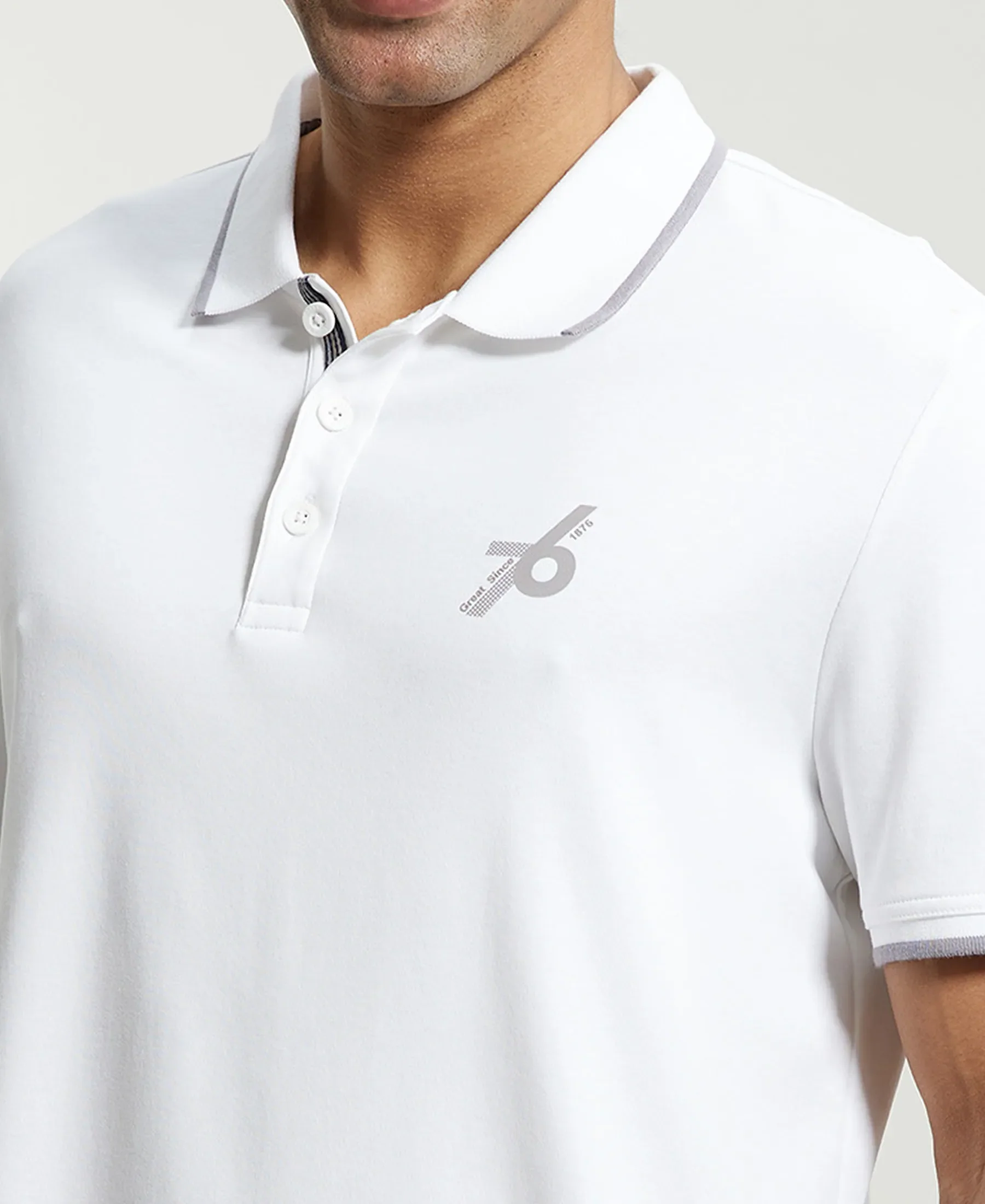 Super Combed Cotton Rich Solid Half Sleeve Polo T-Shirt - White - Image 7