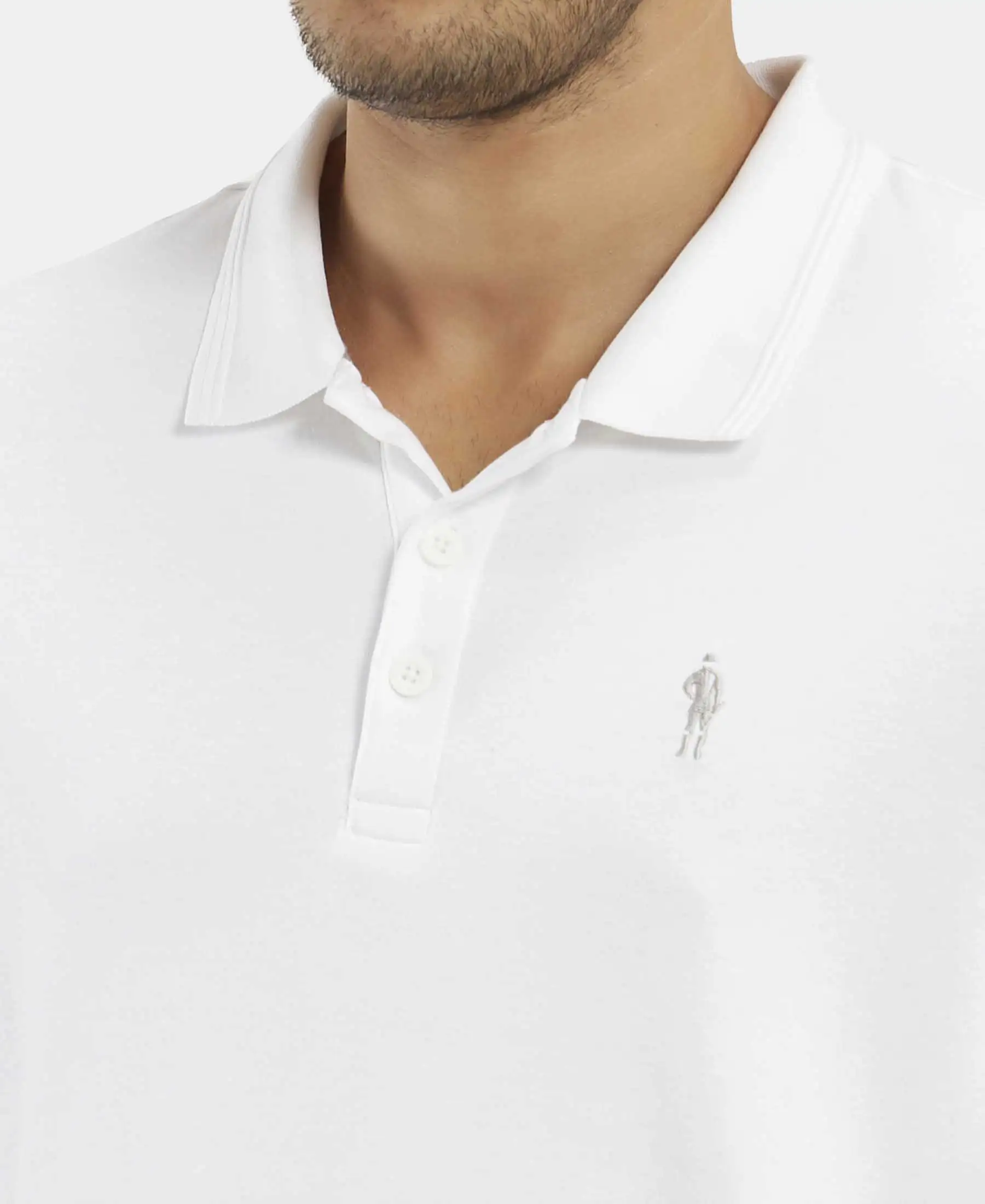 Super Combed Cotton Rich Solid Half Sleeve Polo T-Shirt - White - Image 7