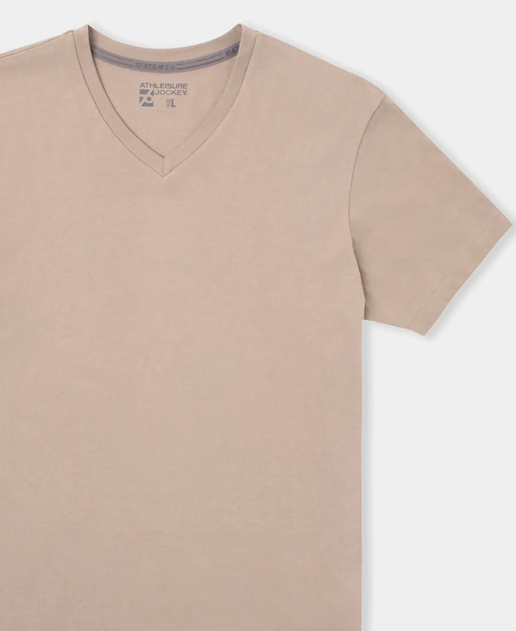 Super Combed Cotton Rich Solid V Neck Half Sleeve T-Shirt - Desert Taupe - Image 9