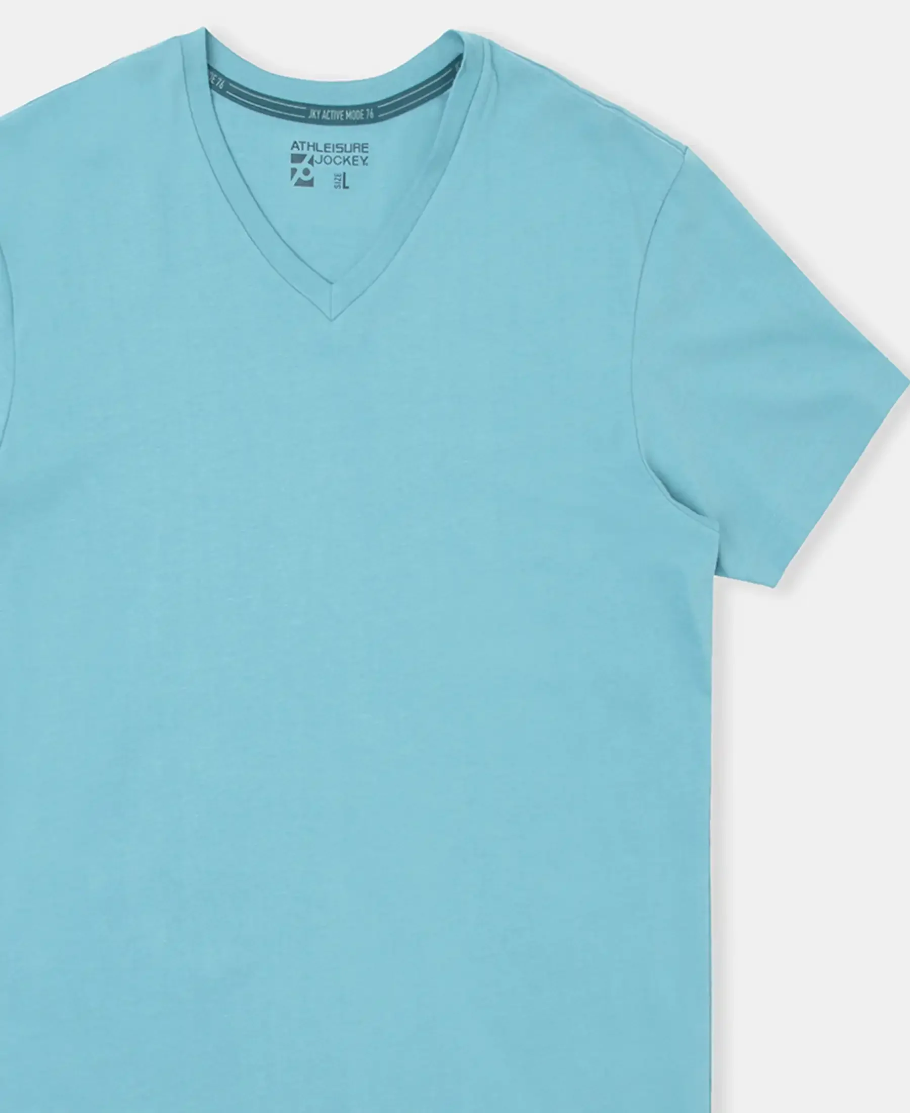 Super Combed Cotton Rich Solid V Neck Half Sleeve T-Shirt - Provincial Blue - Image 8