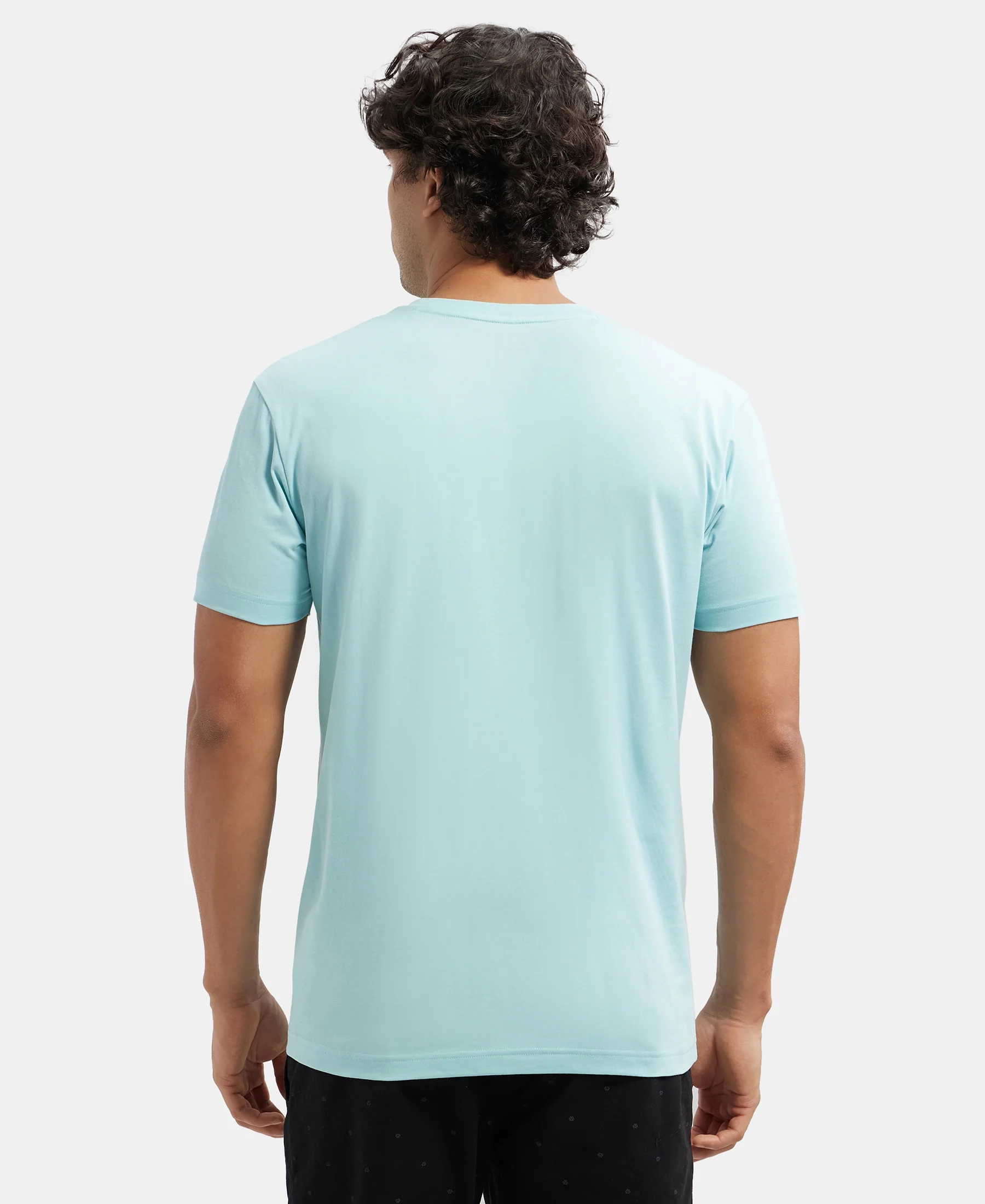 Super Combed Cotton Rich Solid V Neck Half Sleeve T-Shirt - Sea Angel - Image 3