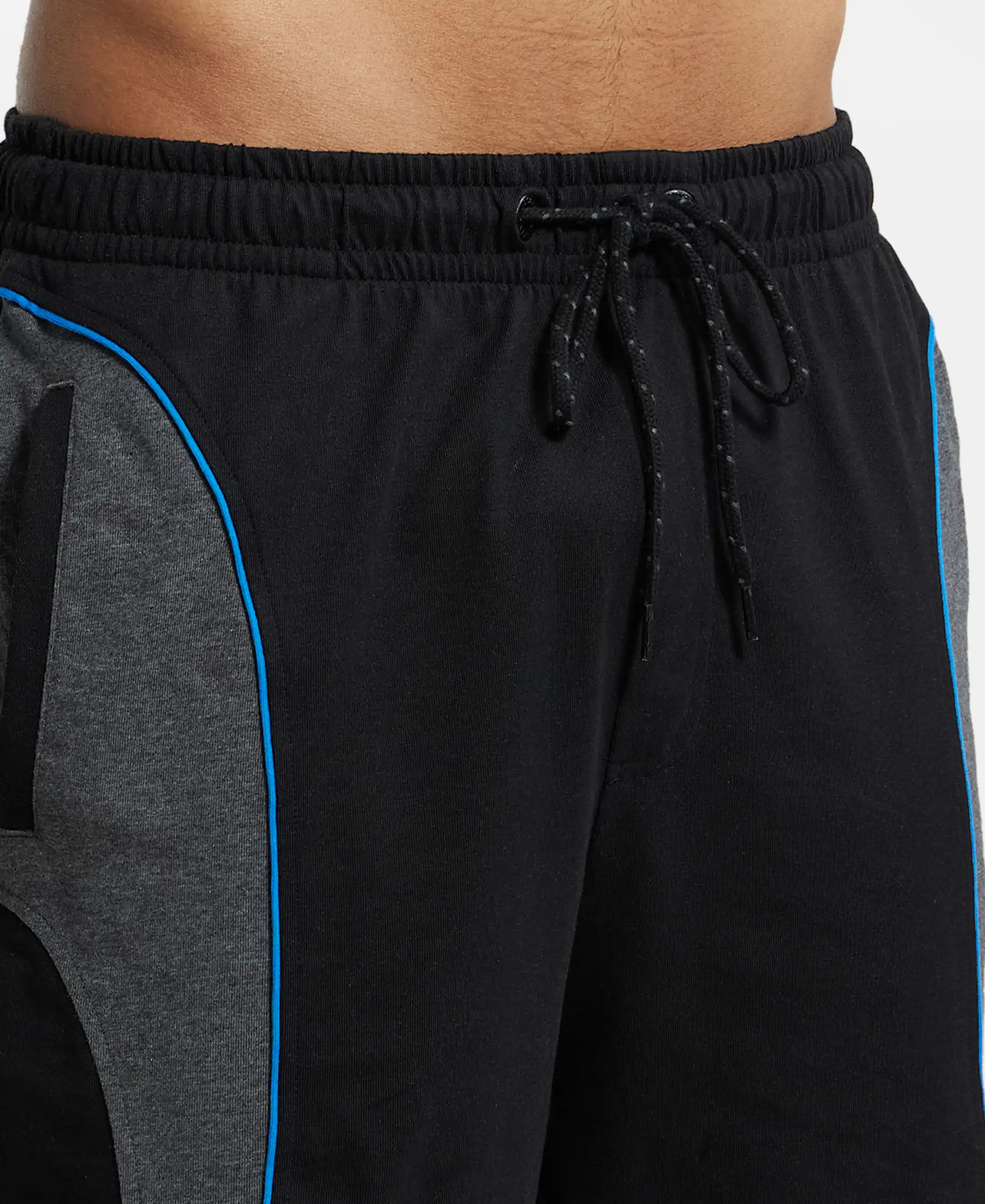 Super Combed Cotton Rich Straight Fit Shorts with Side Pockets - Black & Charcoal Melange - Image 6