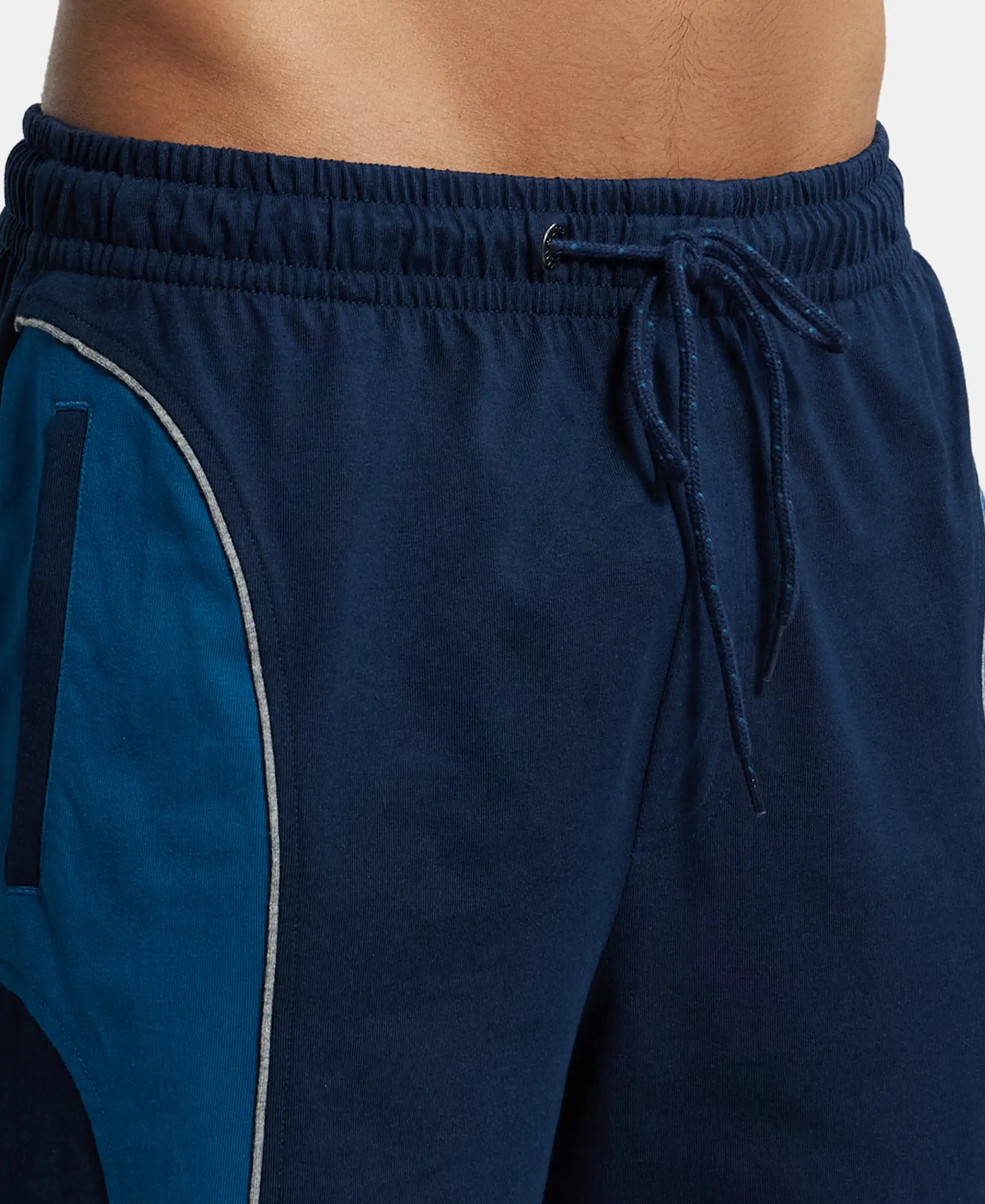 Super Combed Cotton Rich Straight Fit Shorts with Side Pockets - Navy & Steller - Image 6