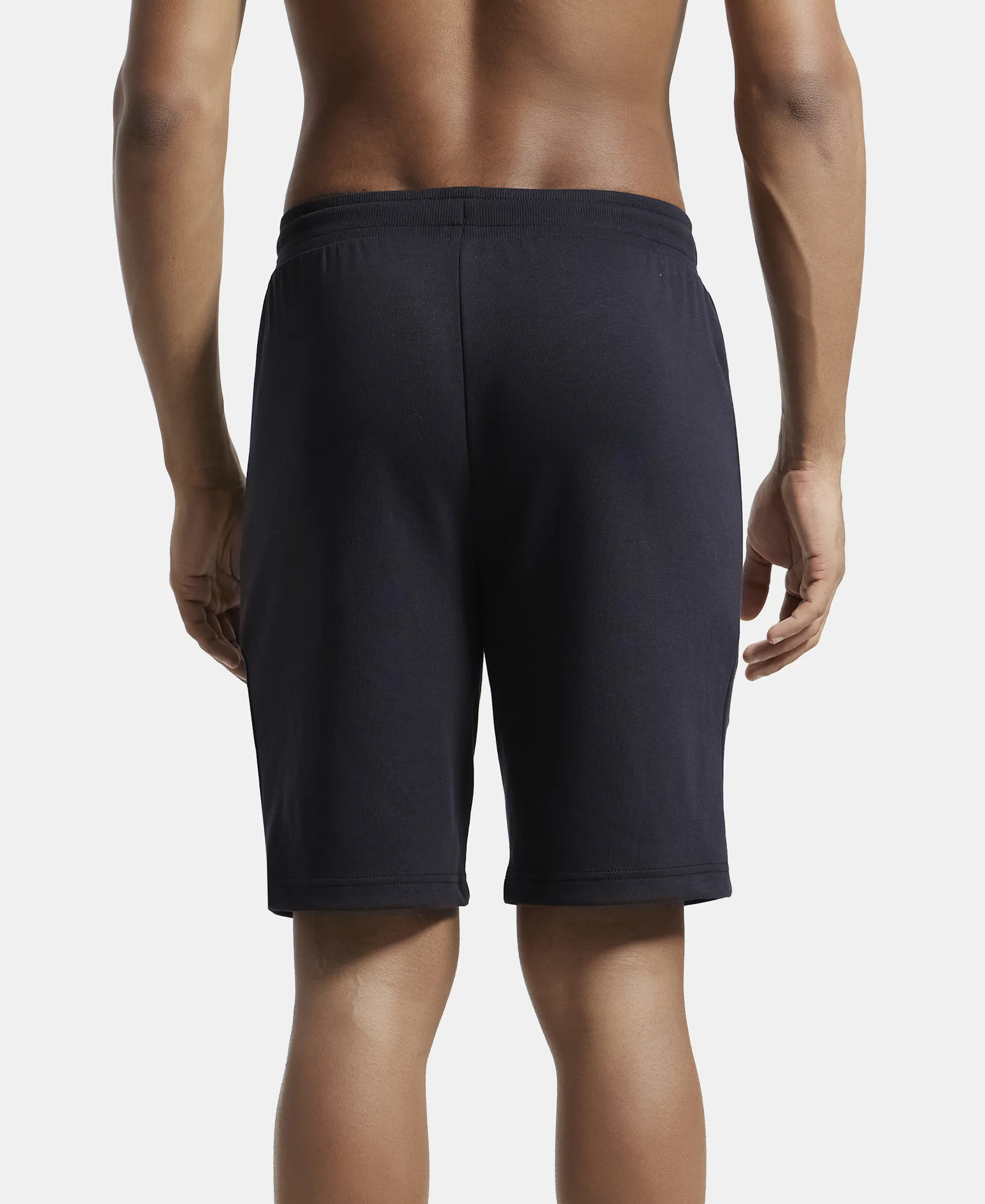 Super Combed Cotton Rich Straight Fit Shorts with Zipper Pockets - Black - Image 3