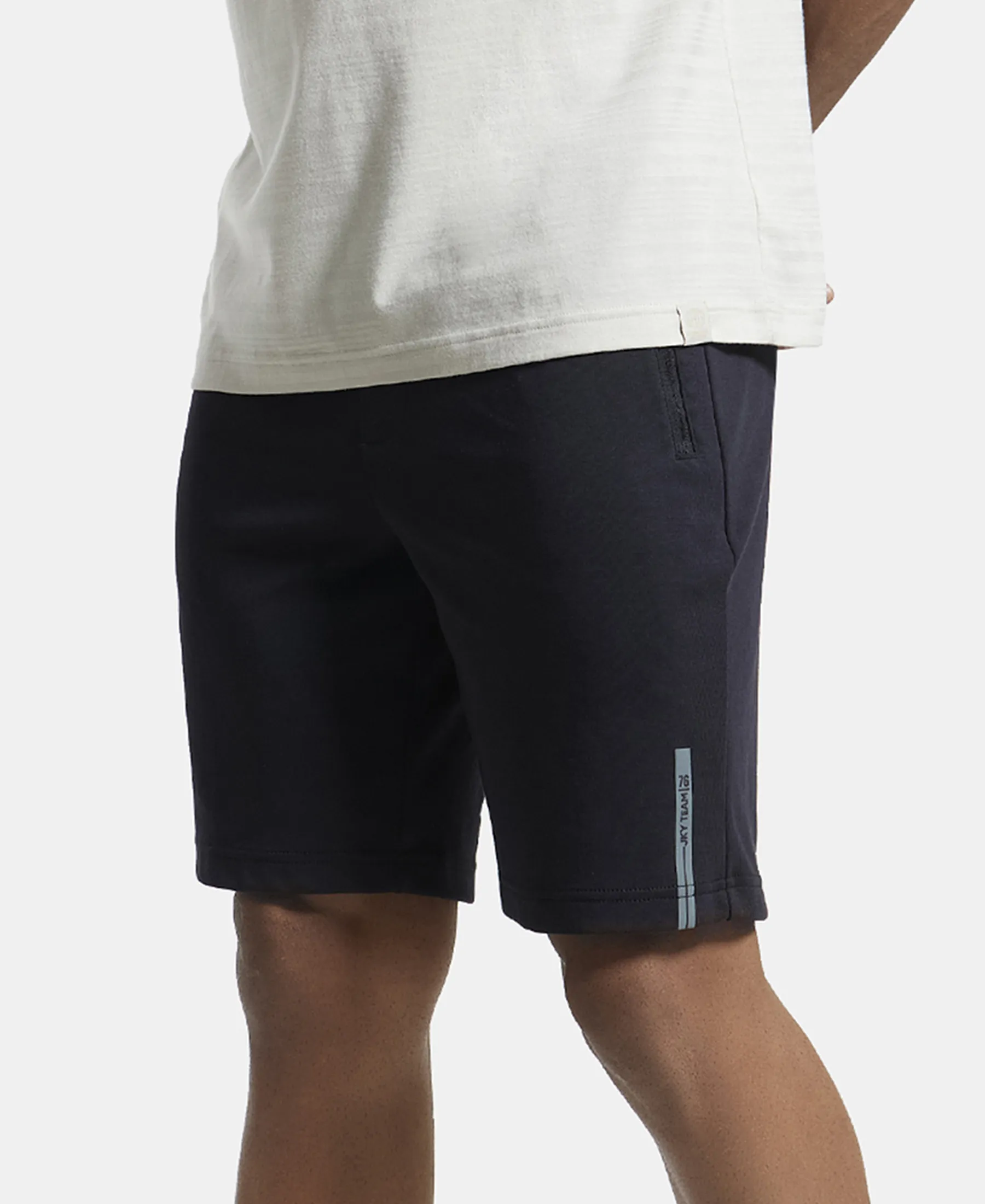 Super Combed Cotton Rich Straight Fit Shorts with Zipper Pockets - Black - Image 5