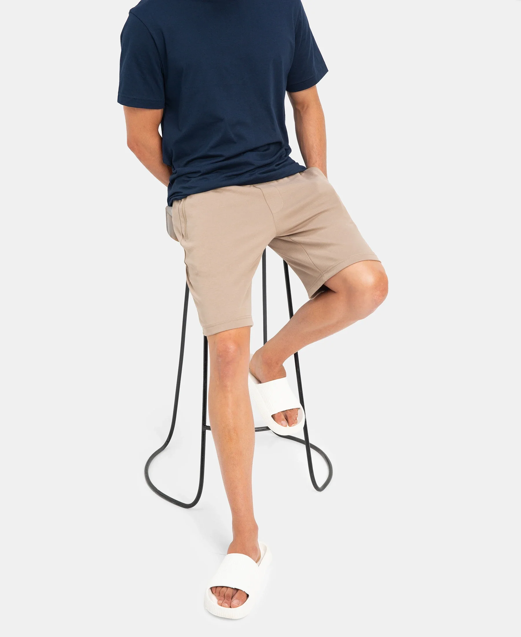 Super Combed Cotton Rich Straight Fit Shorts with Zipper Pockets - Desert Taupe - Image 5