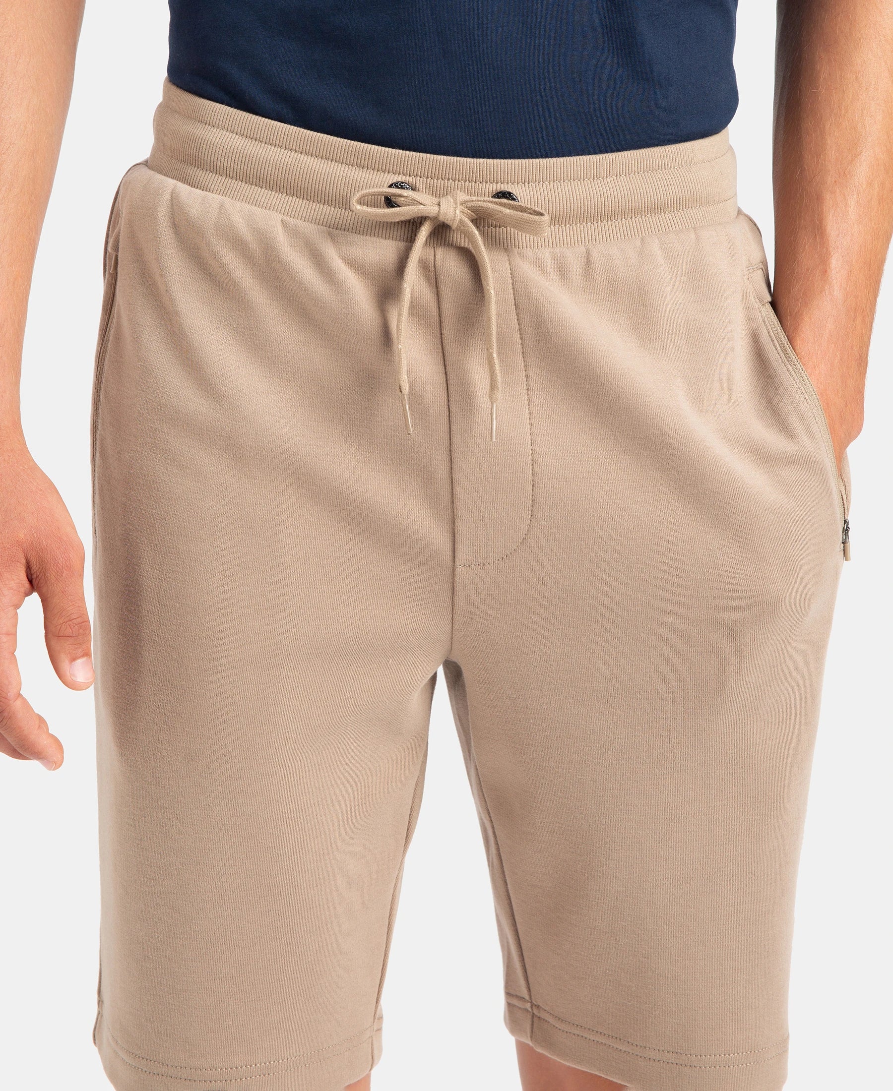 Super Combed Cotton Rich Straight Fit Shorts with Zipper Pockets - Desert Taupe - Image 7