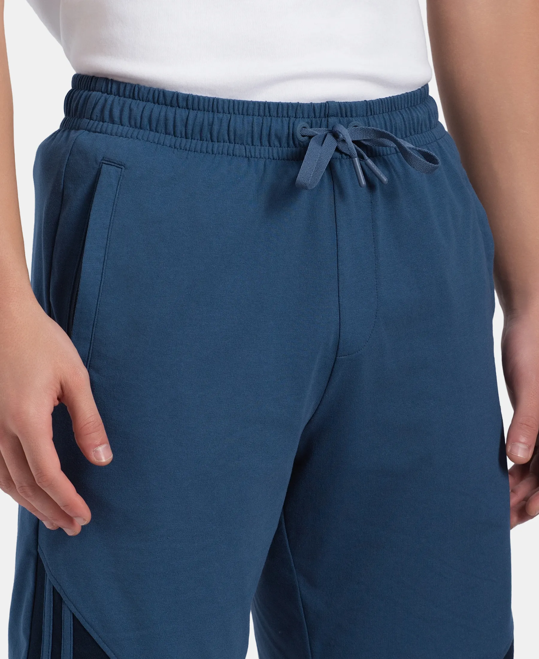 Super Combed Cotton Rich Straight Fit Shorts with Zipper Pockets - Ensign Blue & Navy - Image 7